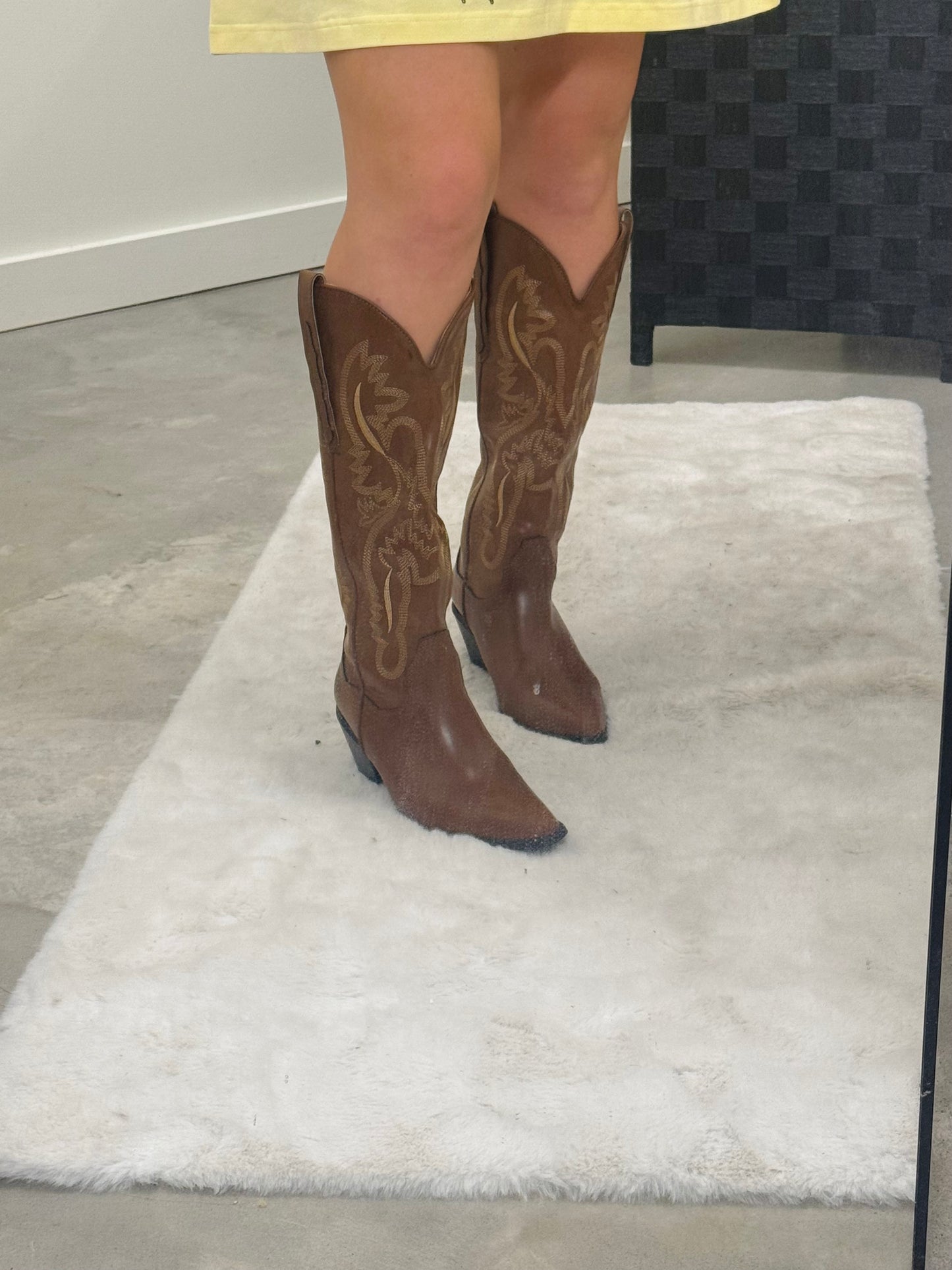 Chocolate Brown Faux Leather Boot