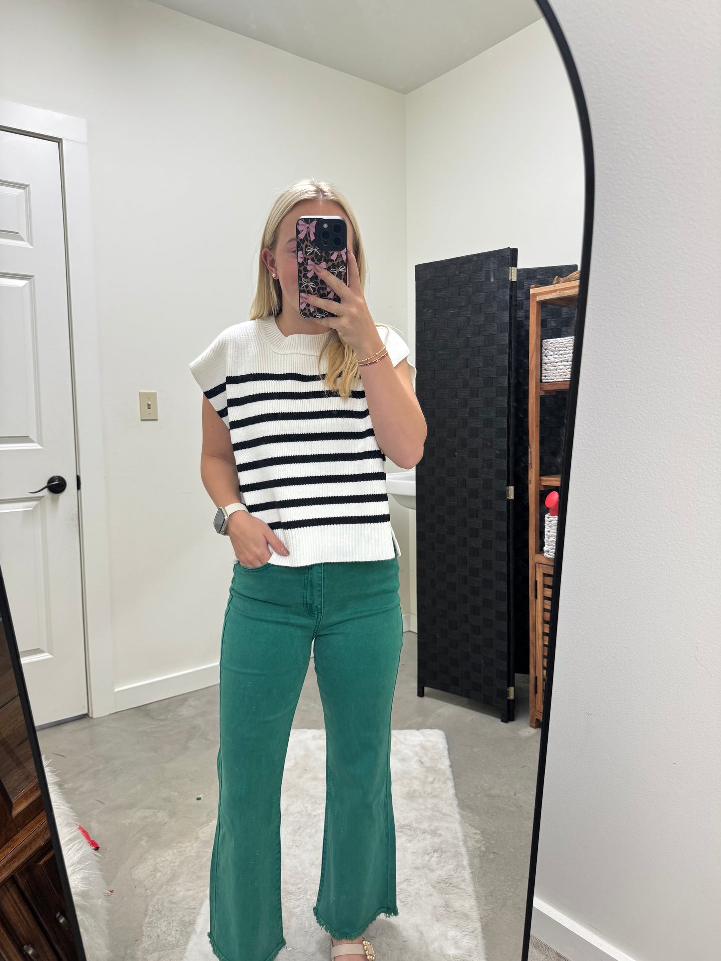 Boxy Black and White Stripe Knit Sweater