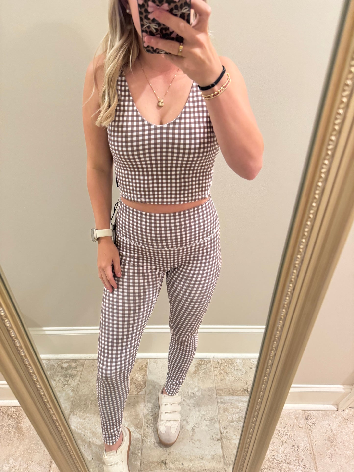 Brown Gingham Crop Tank
