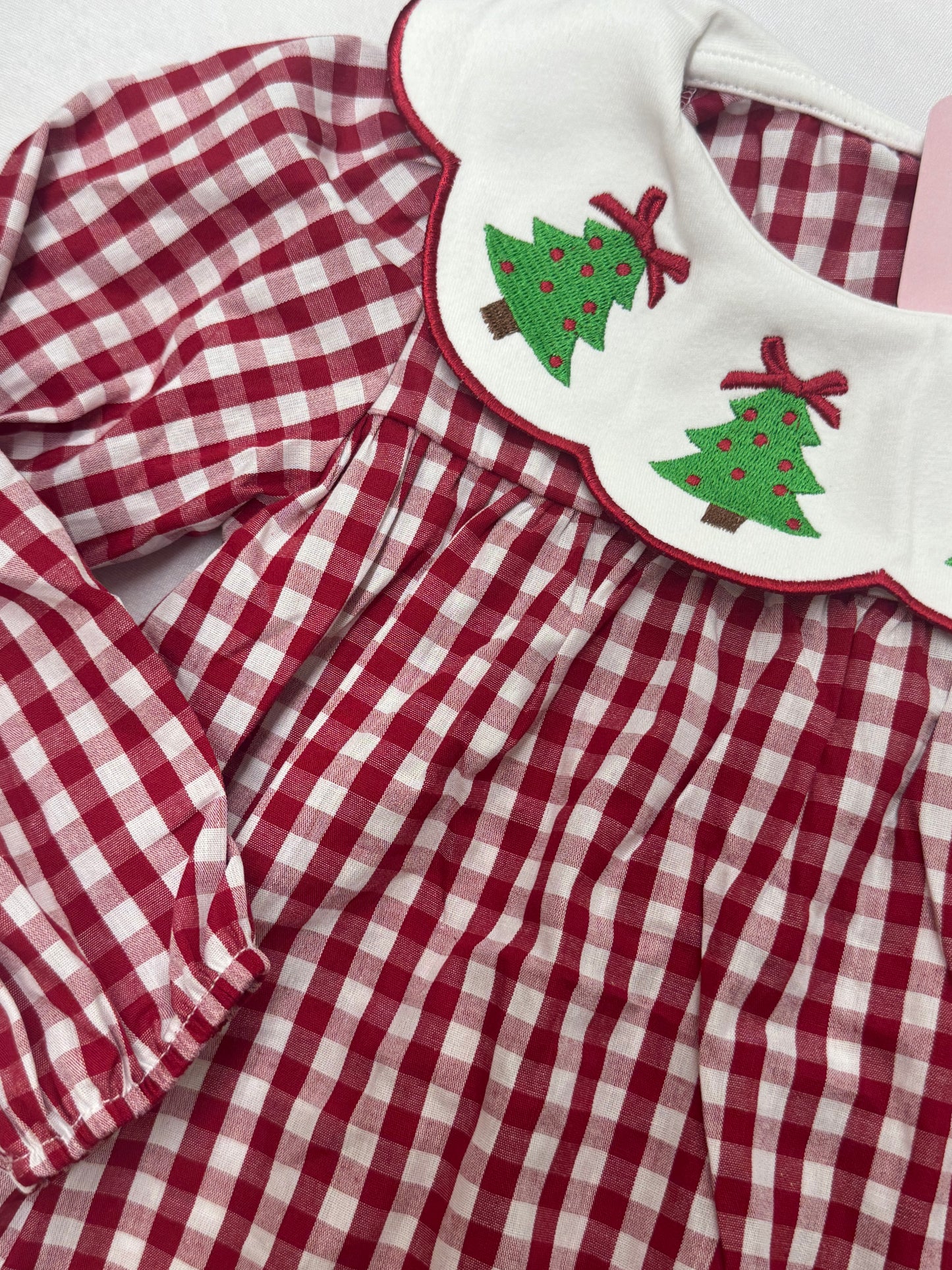 Girl Red Gingham Christmas Dress