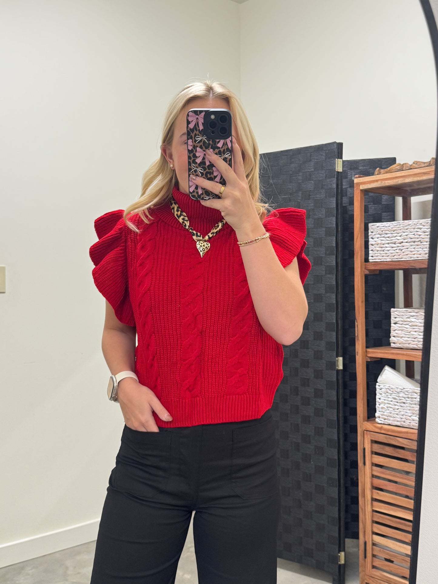 Red Sweater Cropped Top