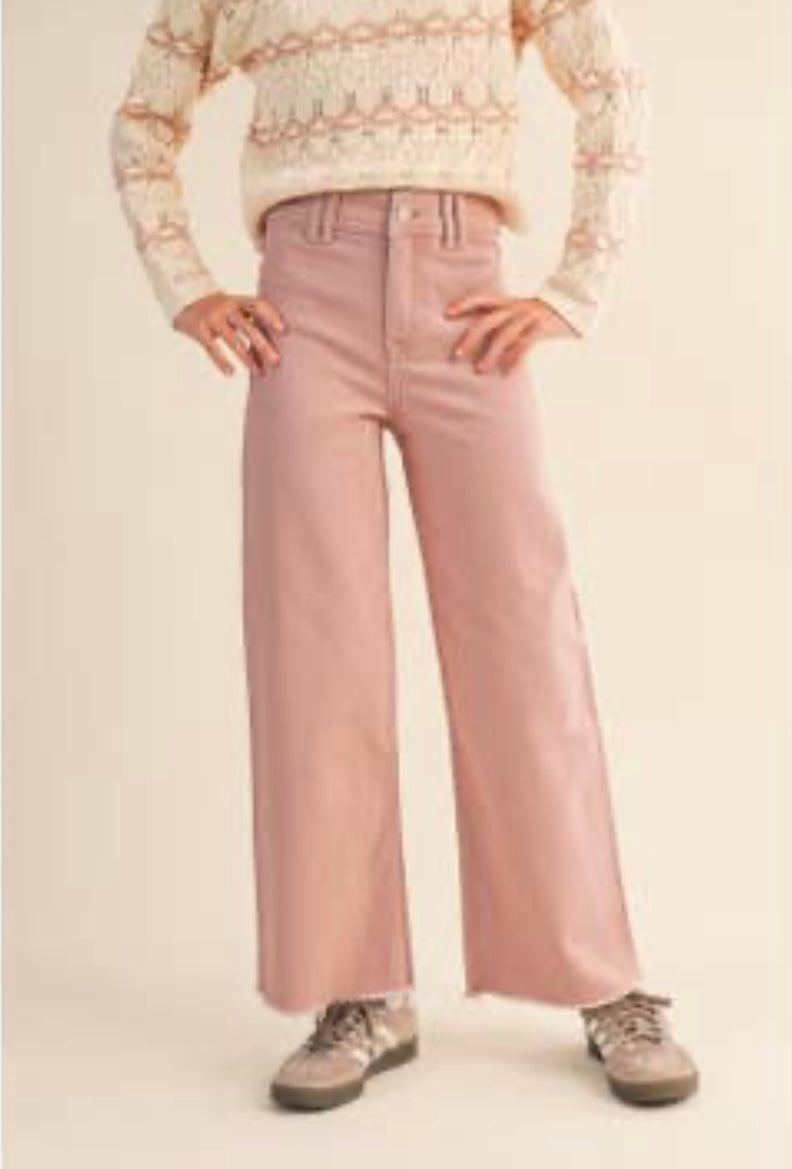 Wide Leg Dusty Pink Tween Jeans