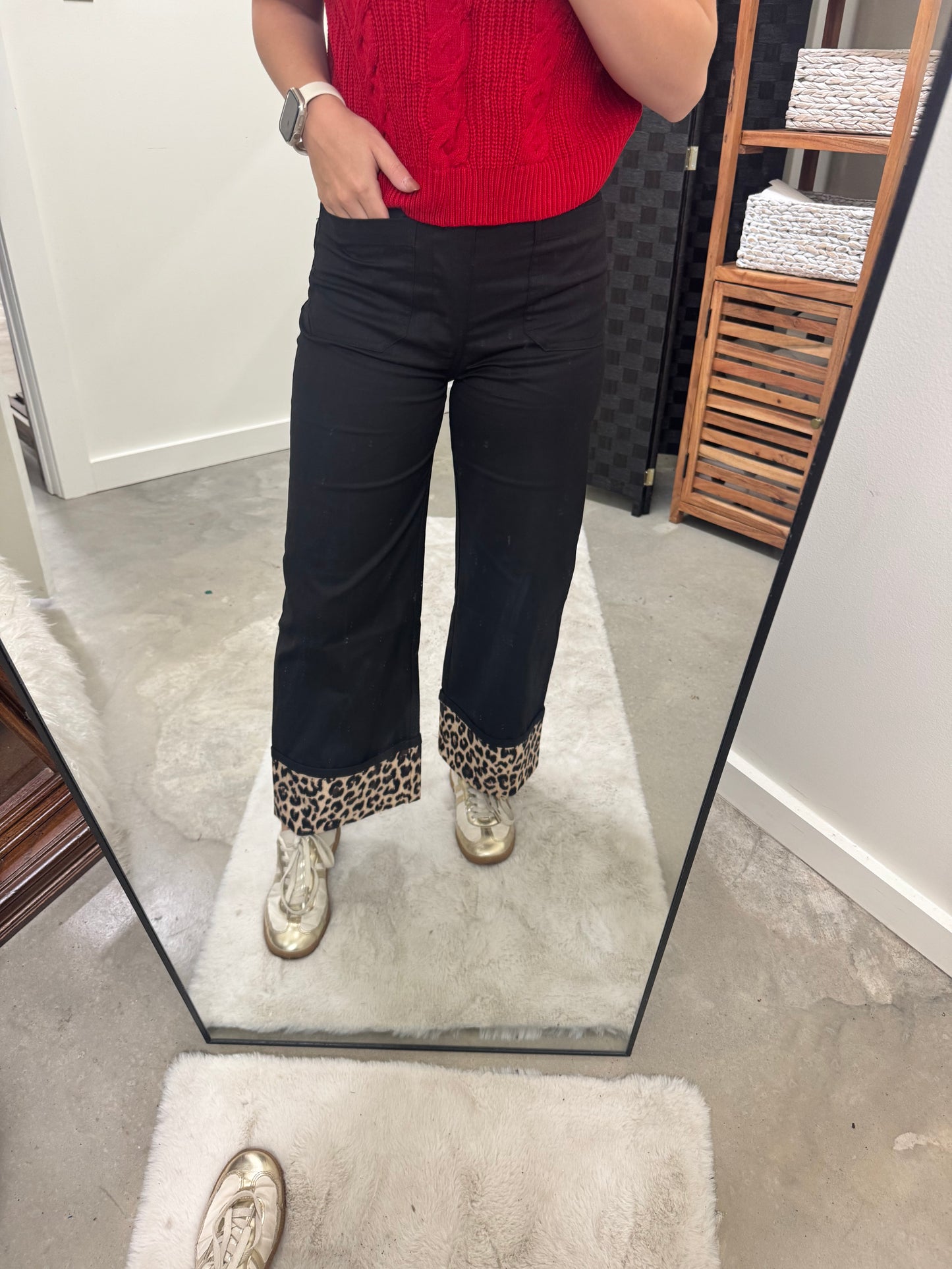 Black Jeans with Cheetah Bottom