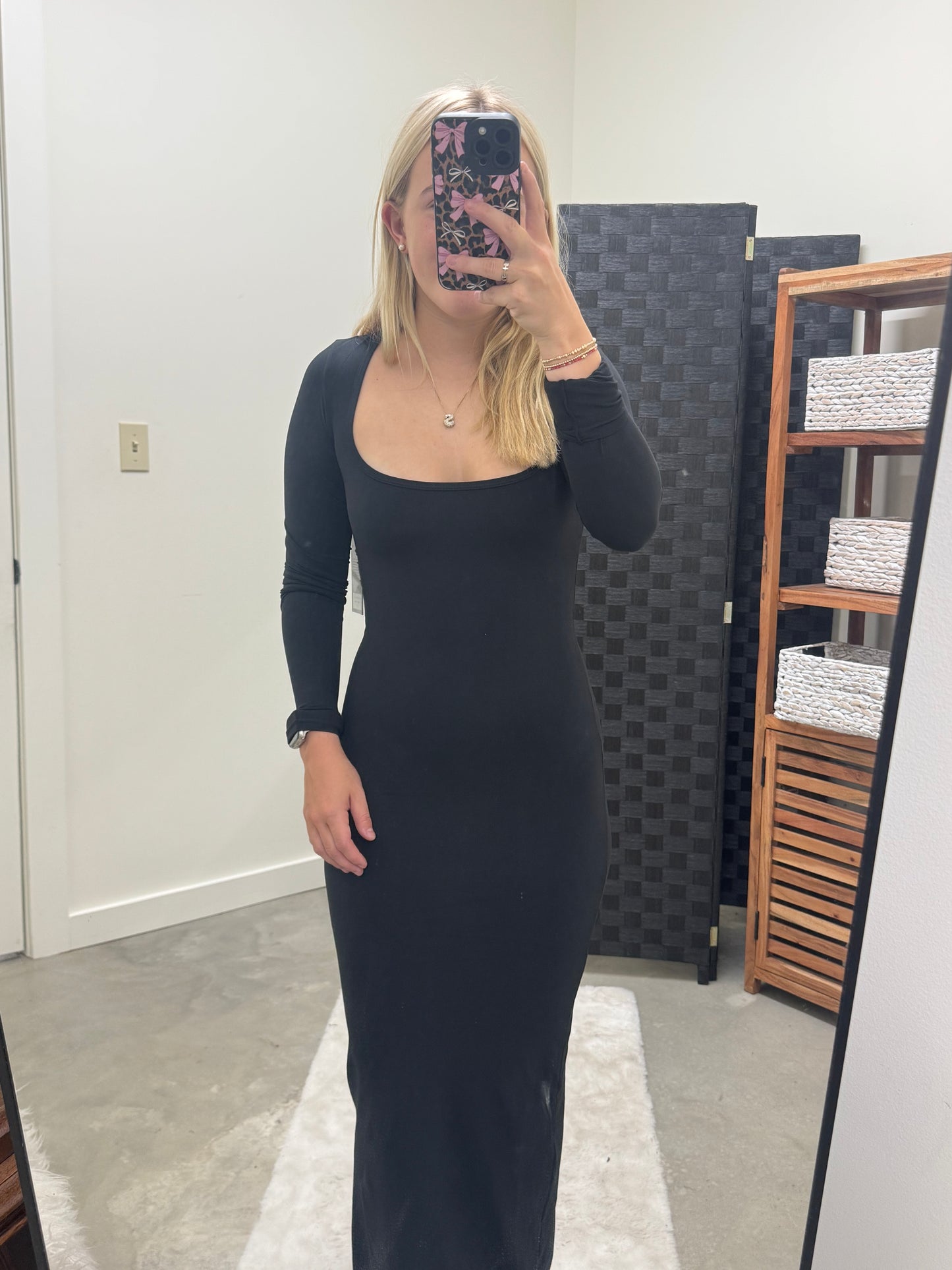 Soft Black Fitted Dress