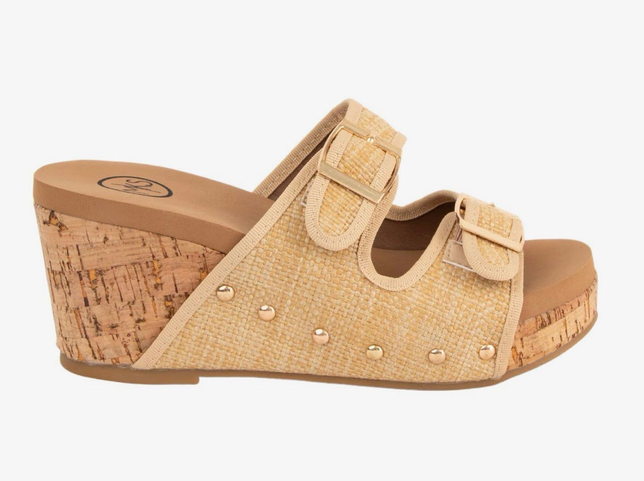 Double Buckle Cork Wedge