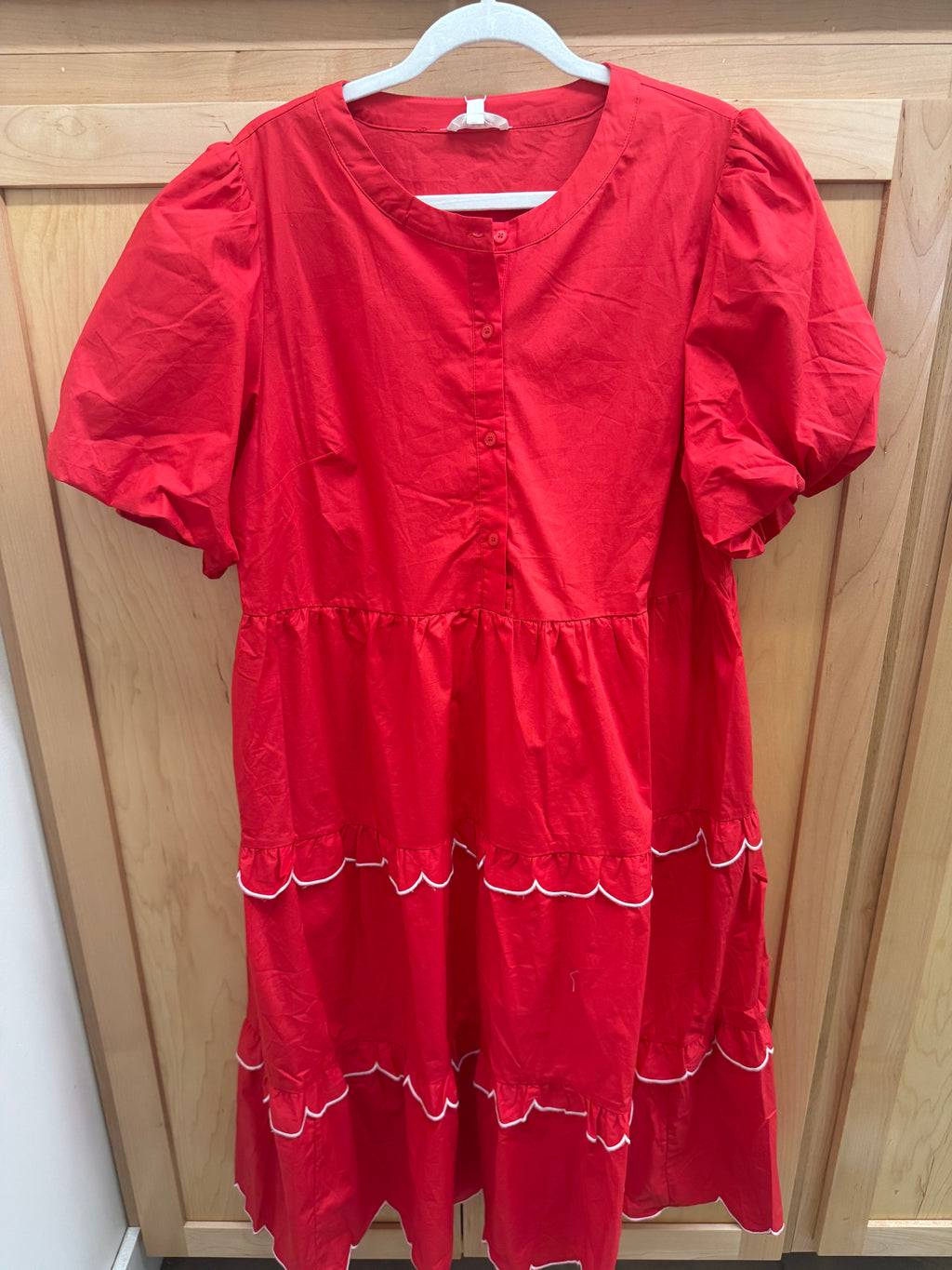 Plus Red Scalloped Dress