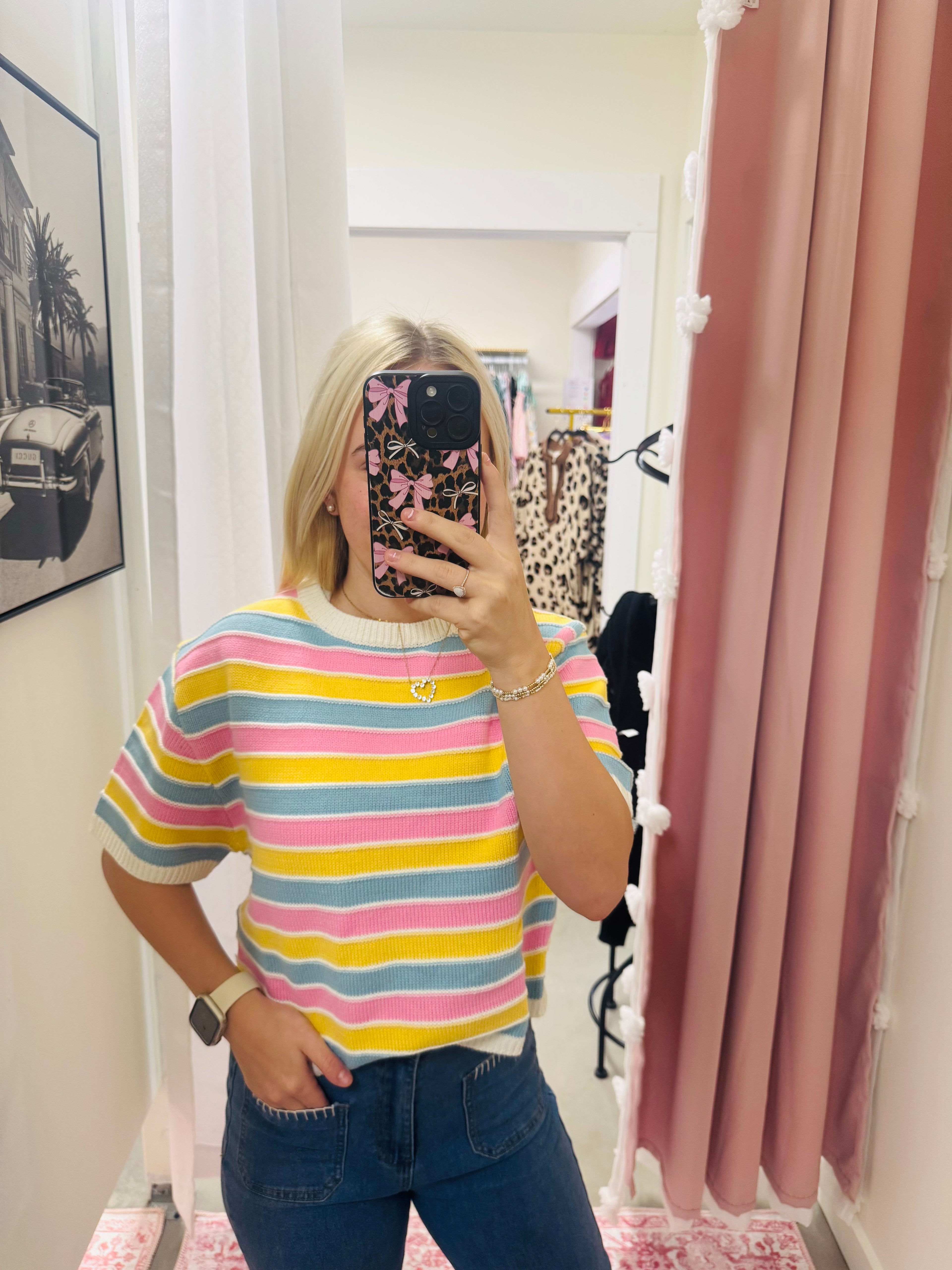 Pastel Horizontal Stripe Knit Top