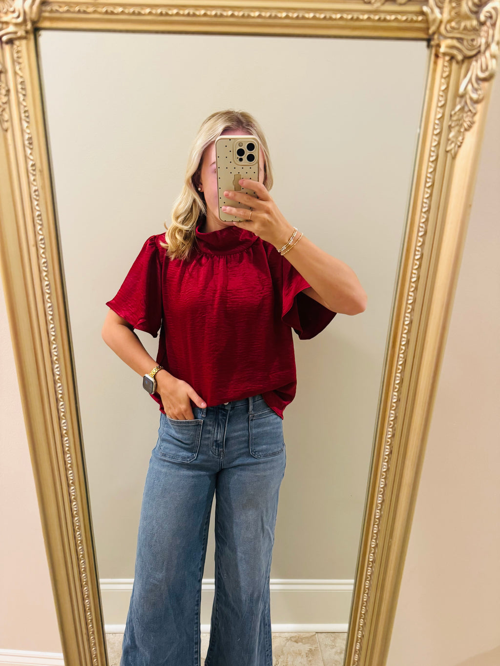 Satin Red Blouse