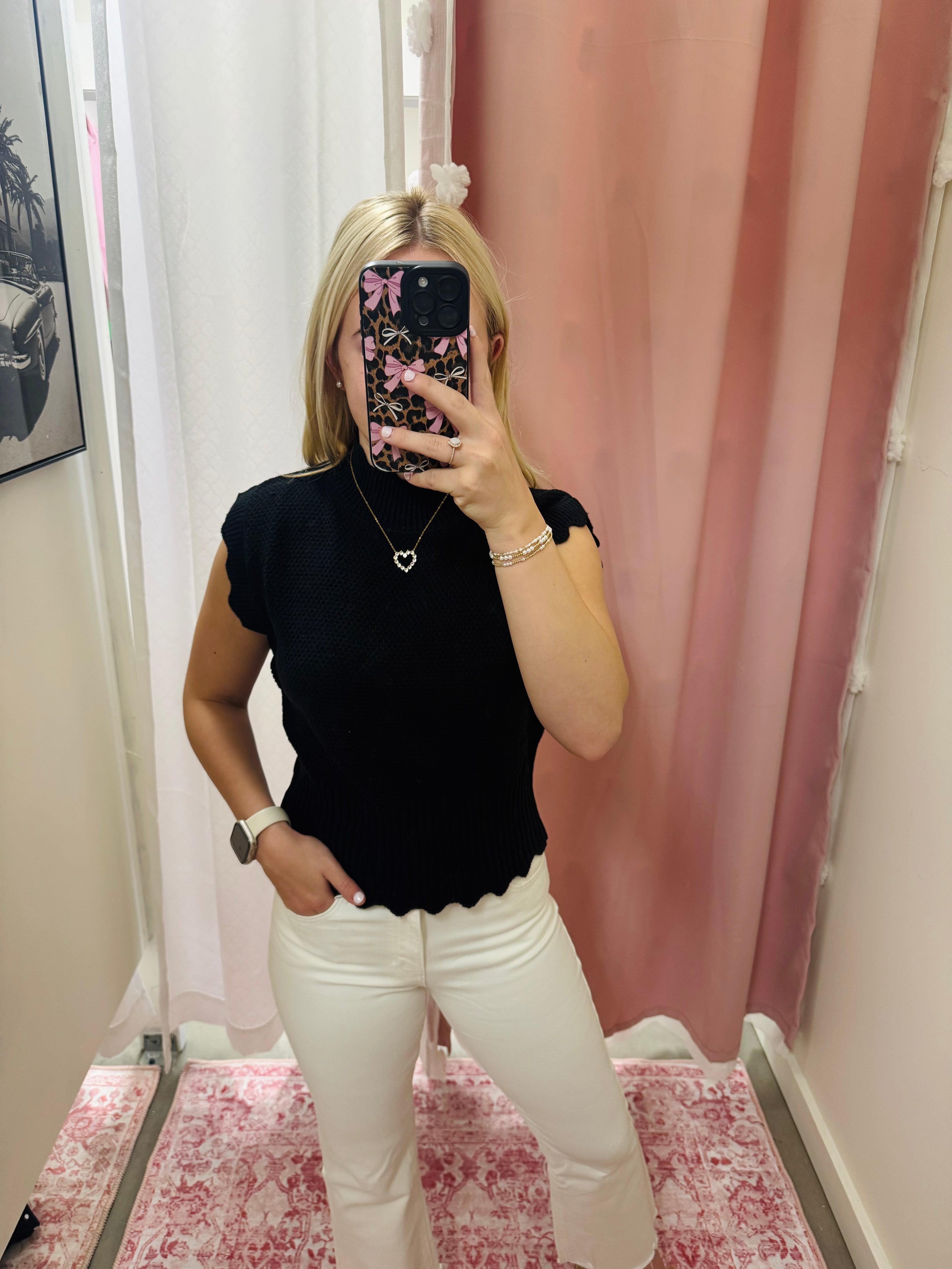 Black Scallop Girl Top
