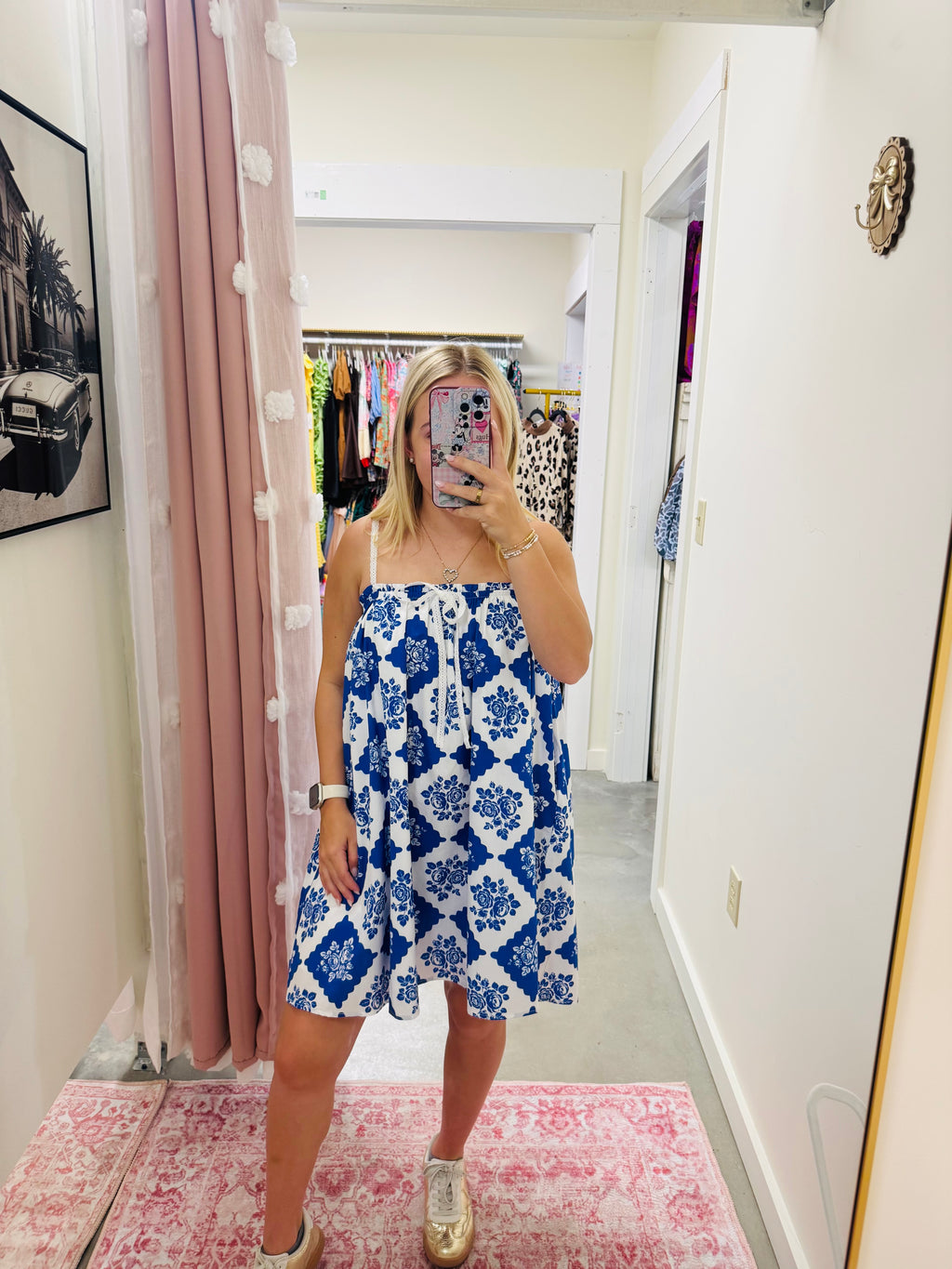 Mini blue floral dress