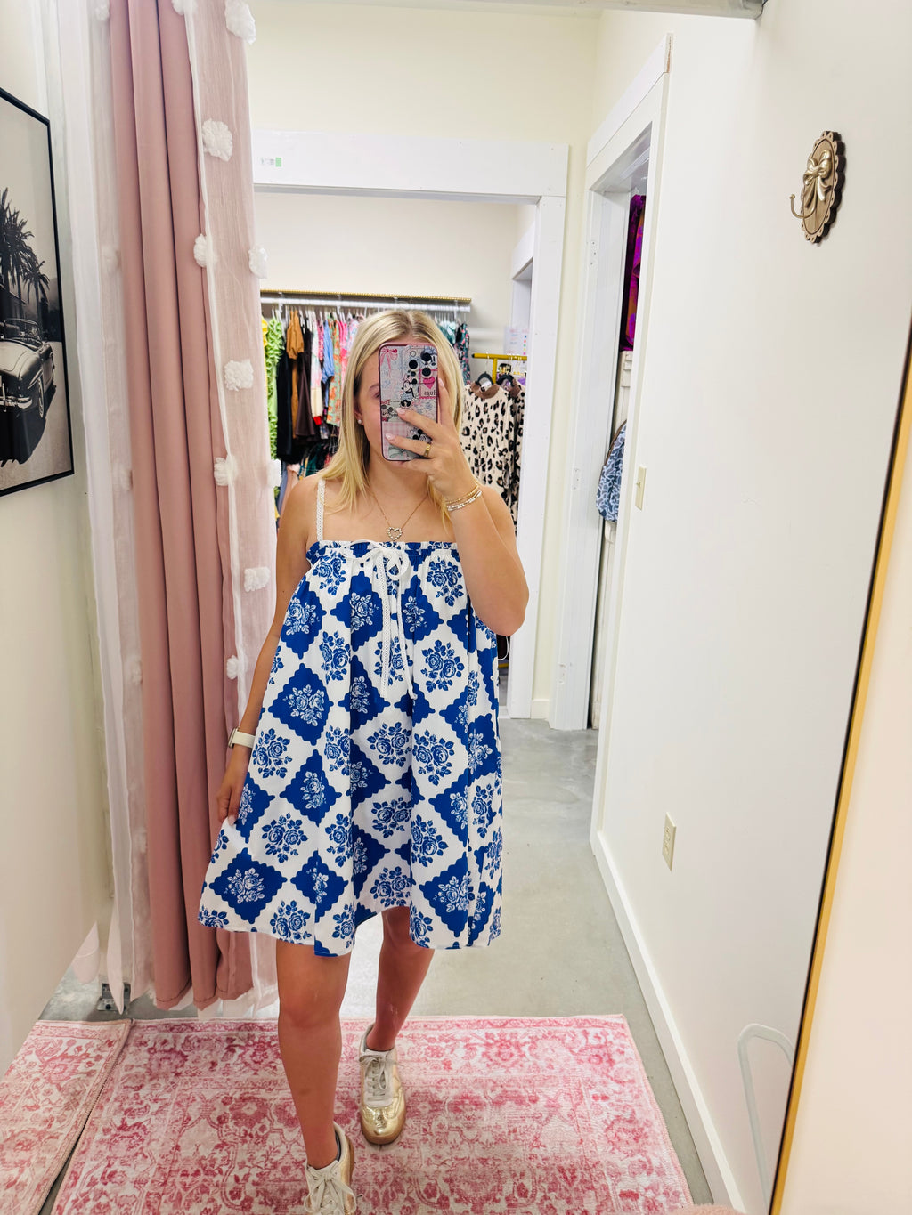 Mini blue floral dress