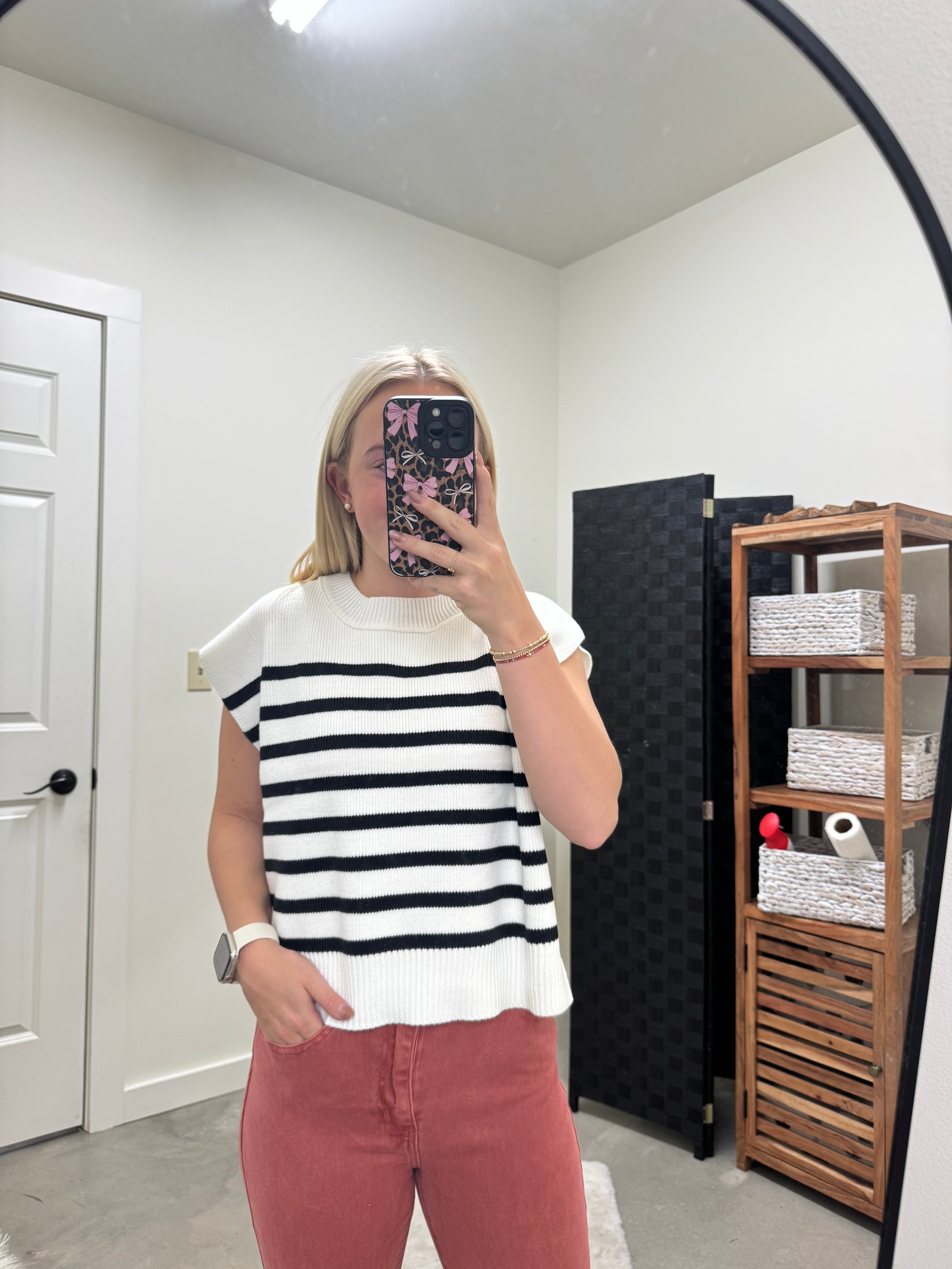 Boxy Black and White Stripe Knit Sweater