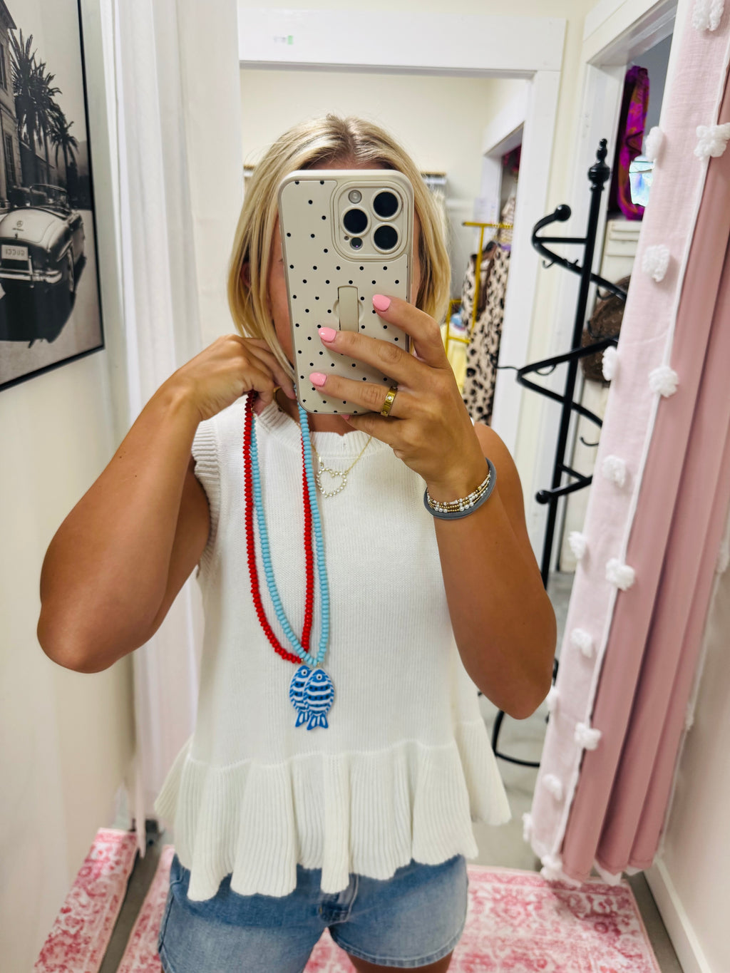 Red and Blue Fish Necklace