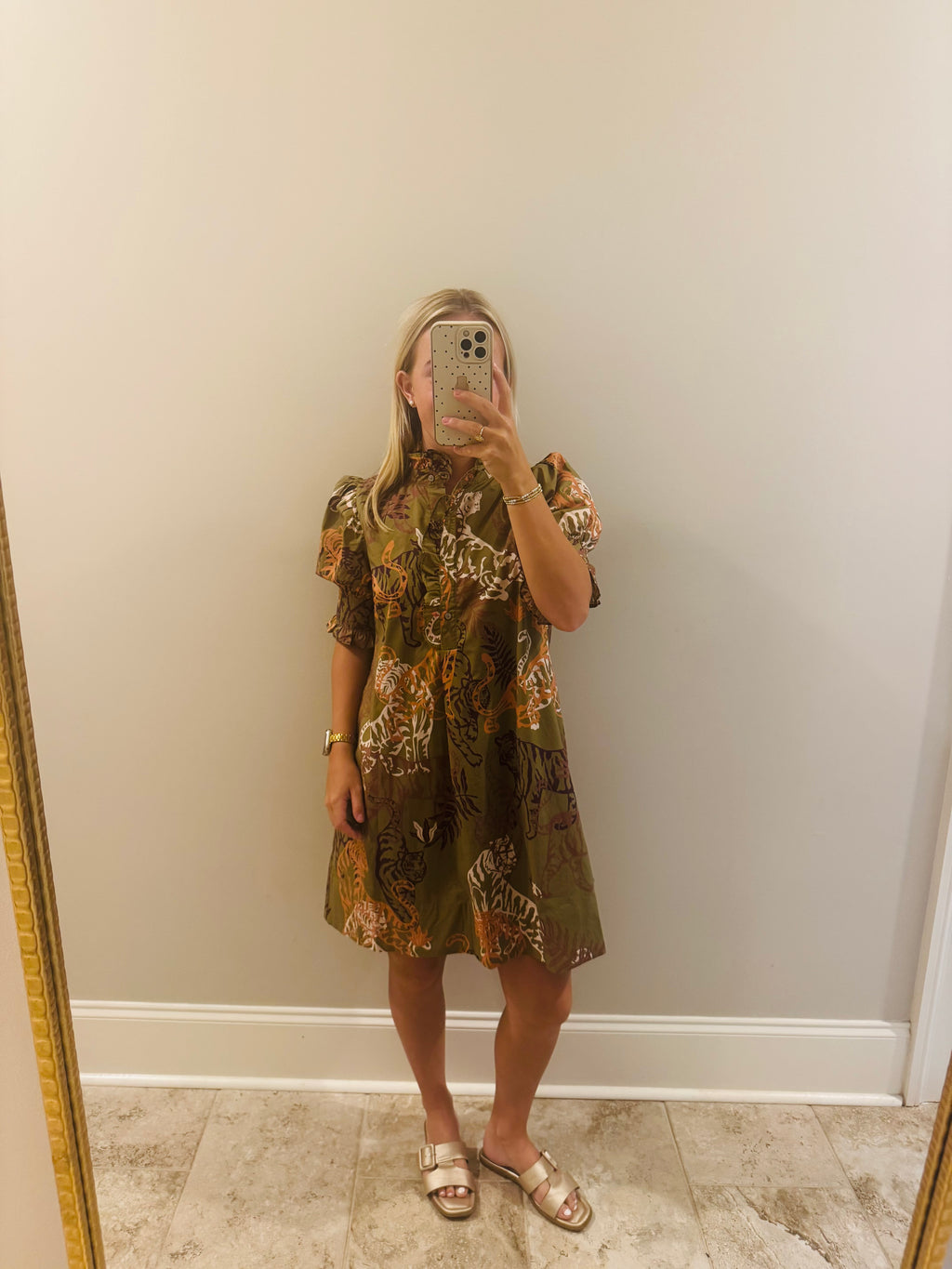 Olive and Rust Tiger Dress