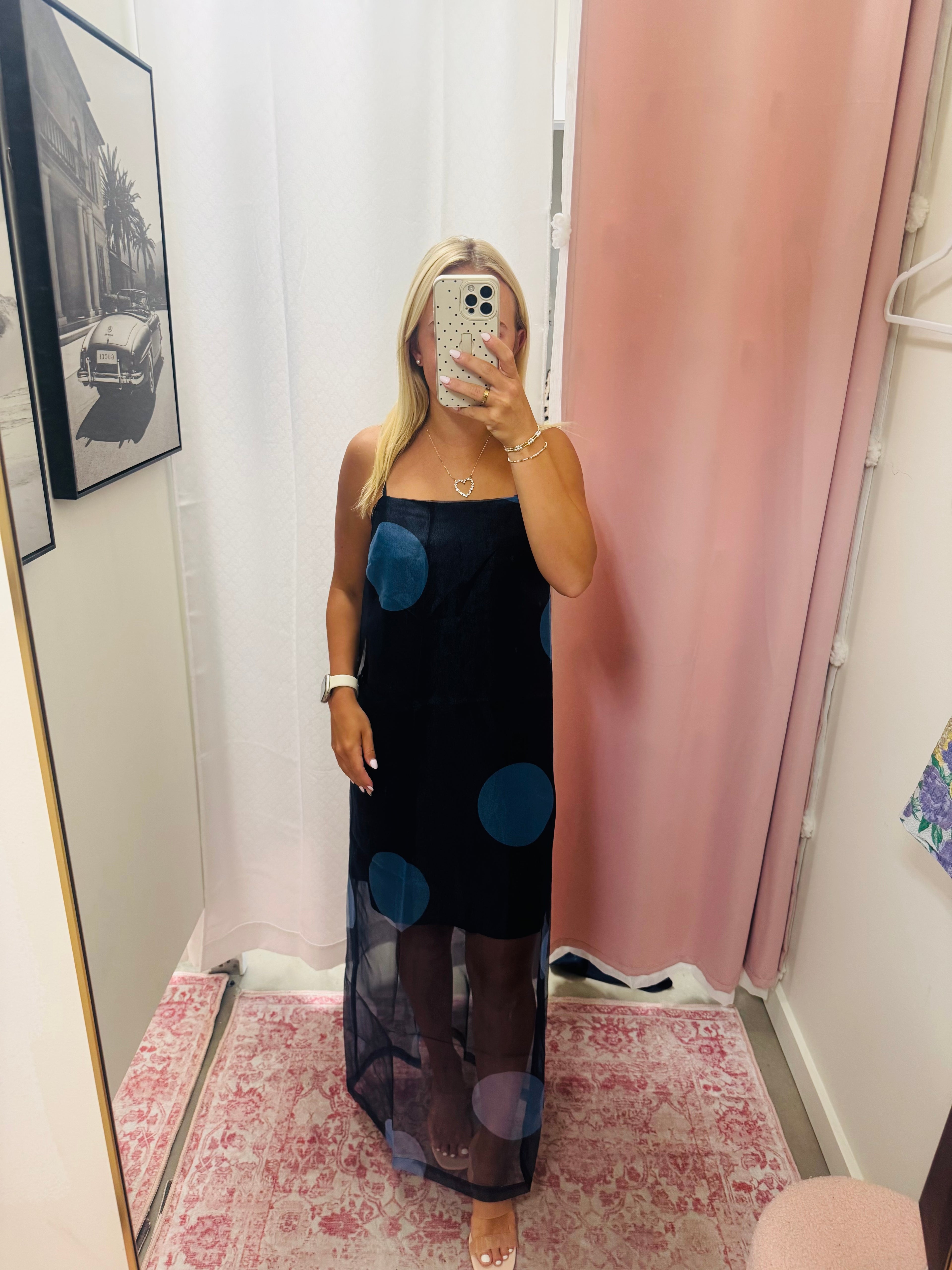 Navy Sheer Overlay Maxi