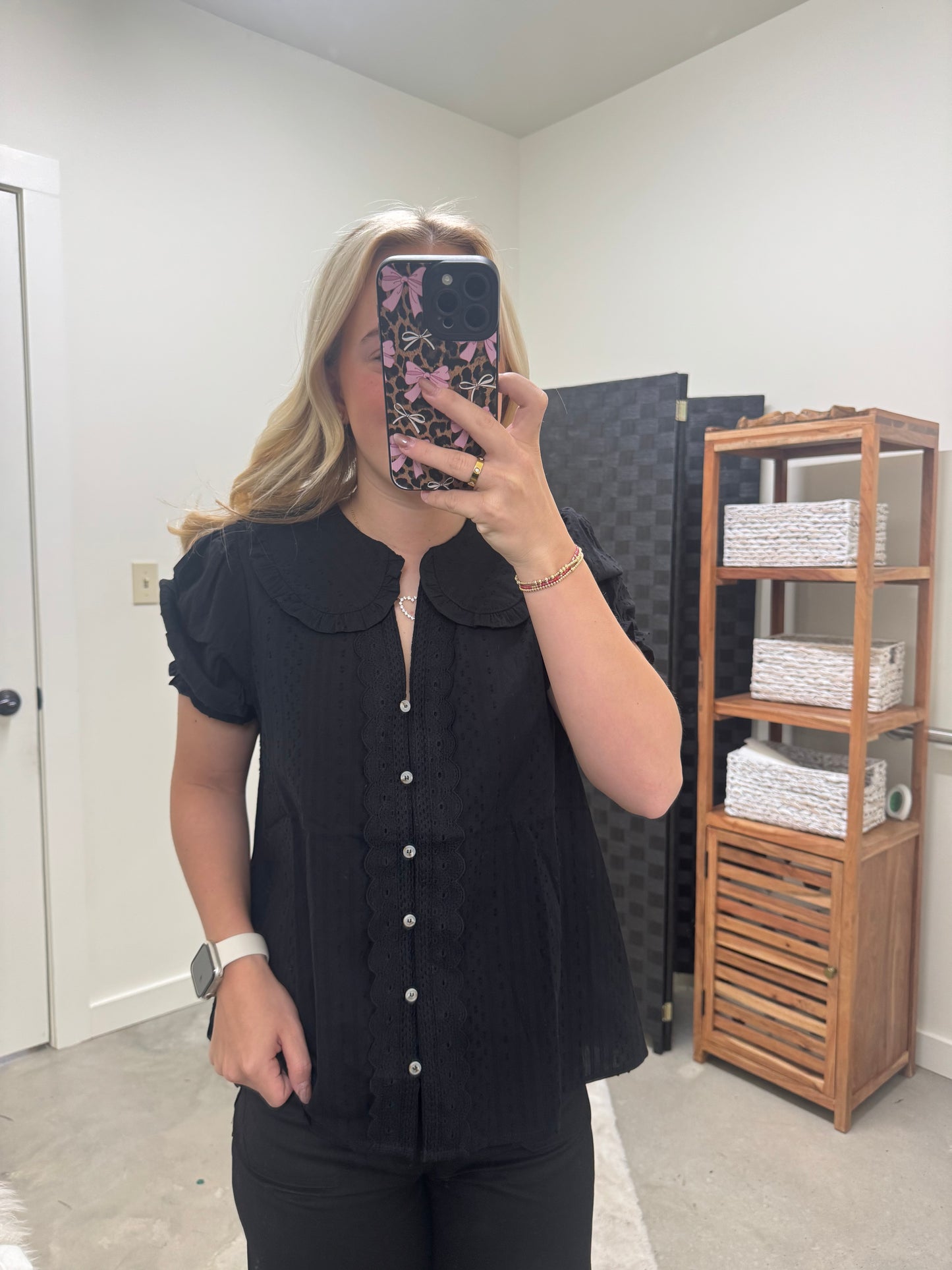 Babydoll Black Collar Top