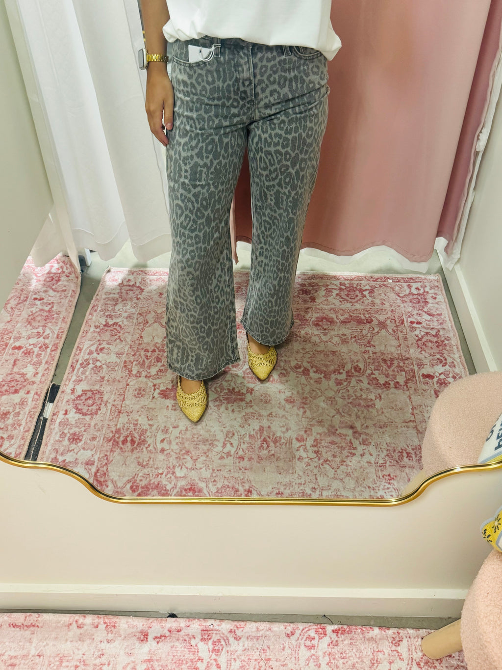 Grey Leopard Printed Jeans