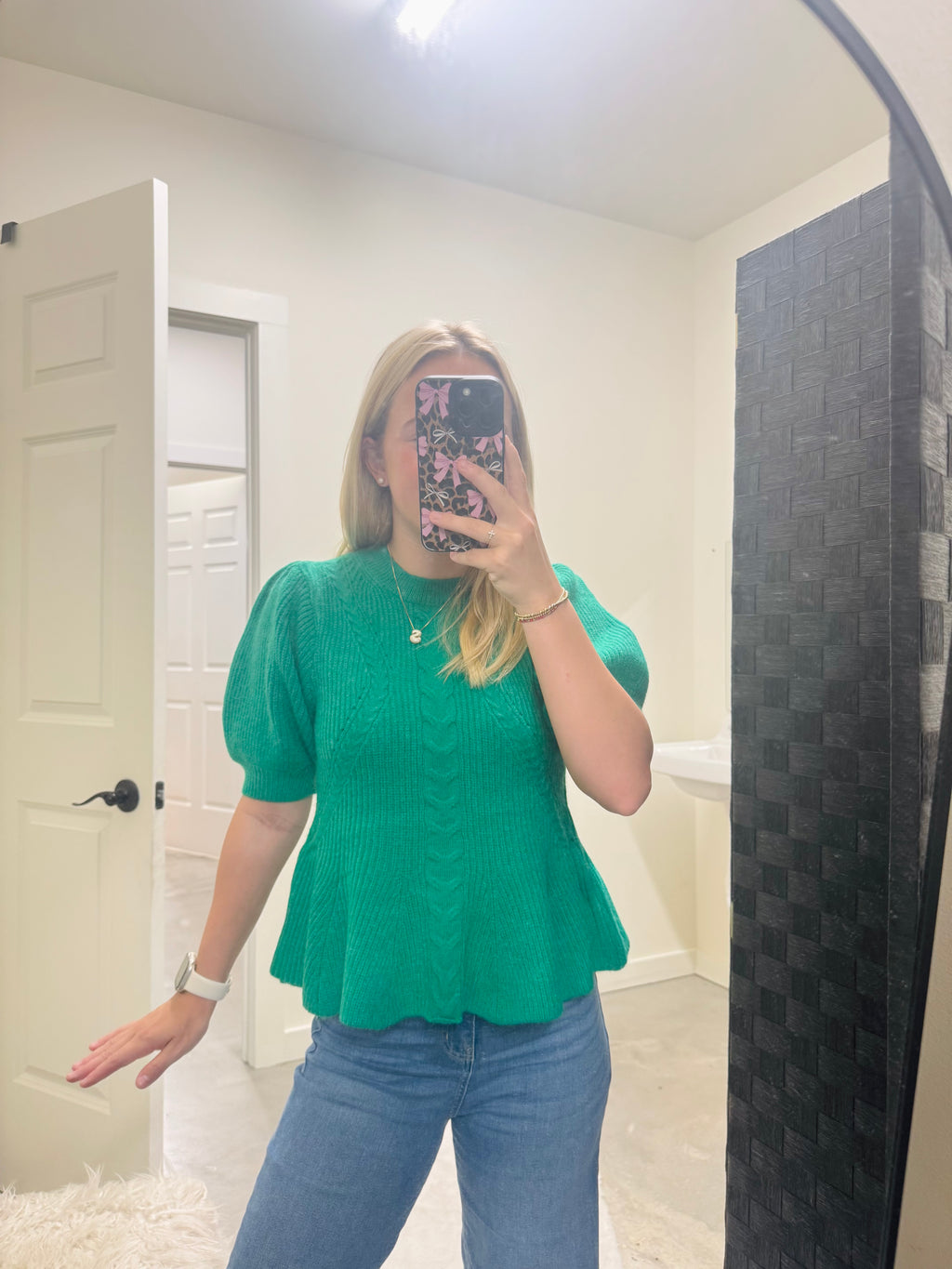 Kelly Green Peplum Sweater