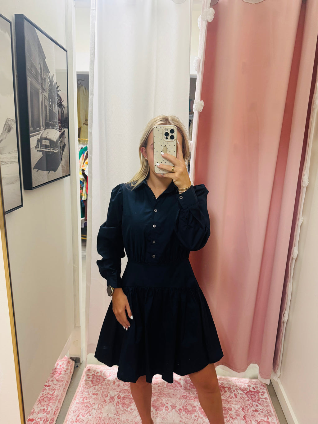 Navy Drop Waist Mini Dress
