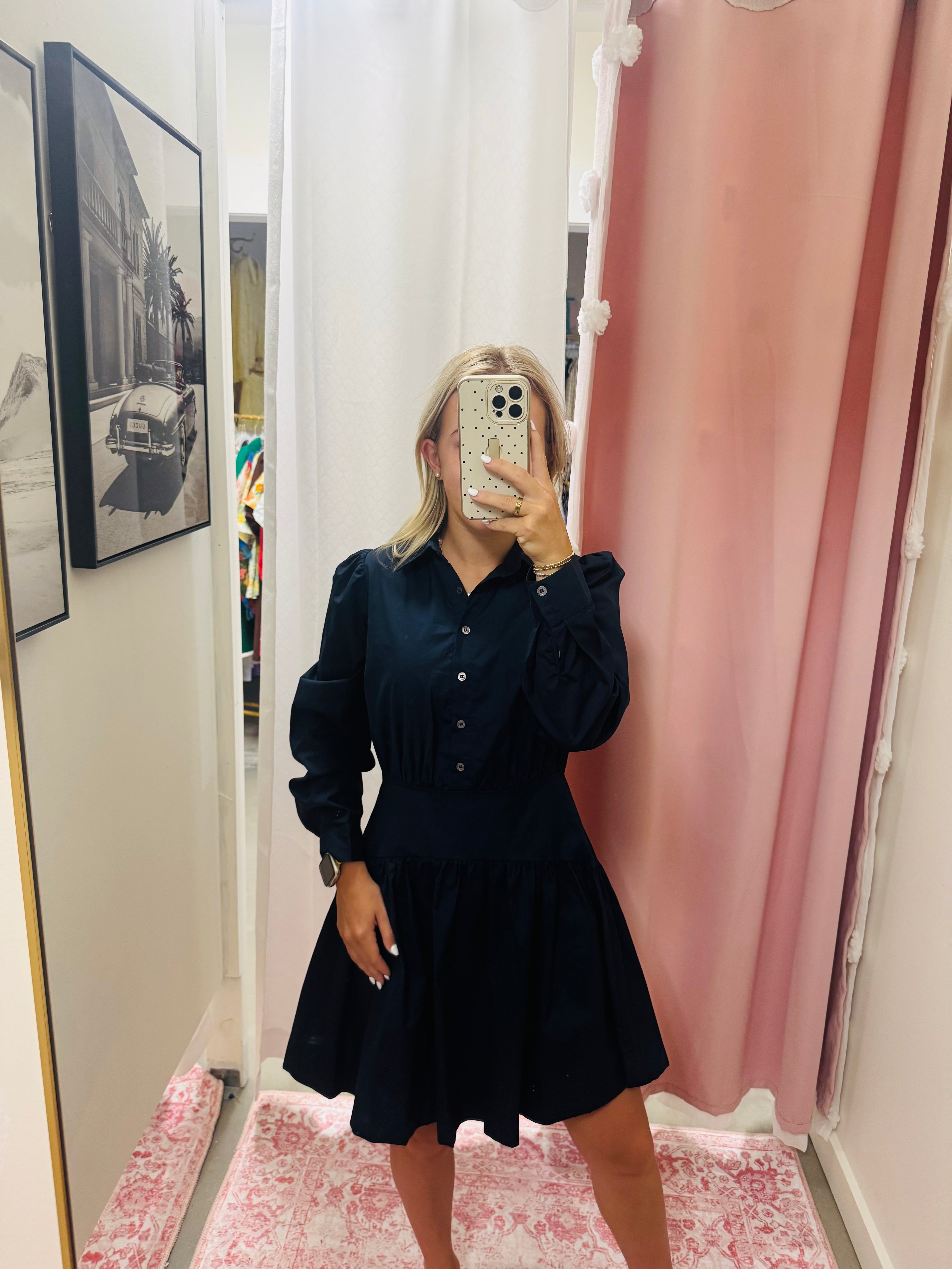 Navy Drop Waist Mini Dress