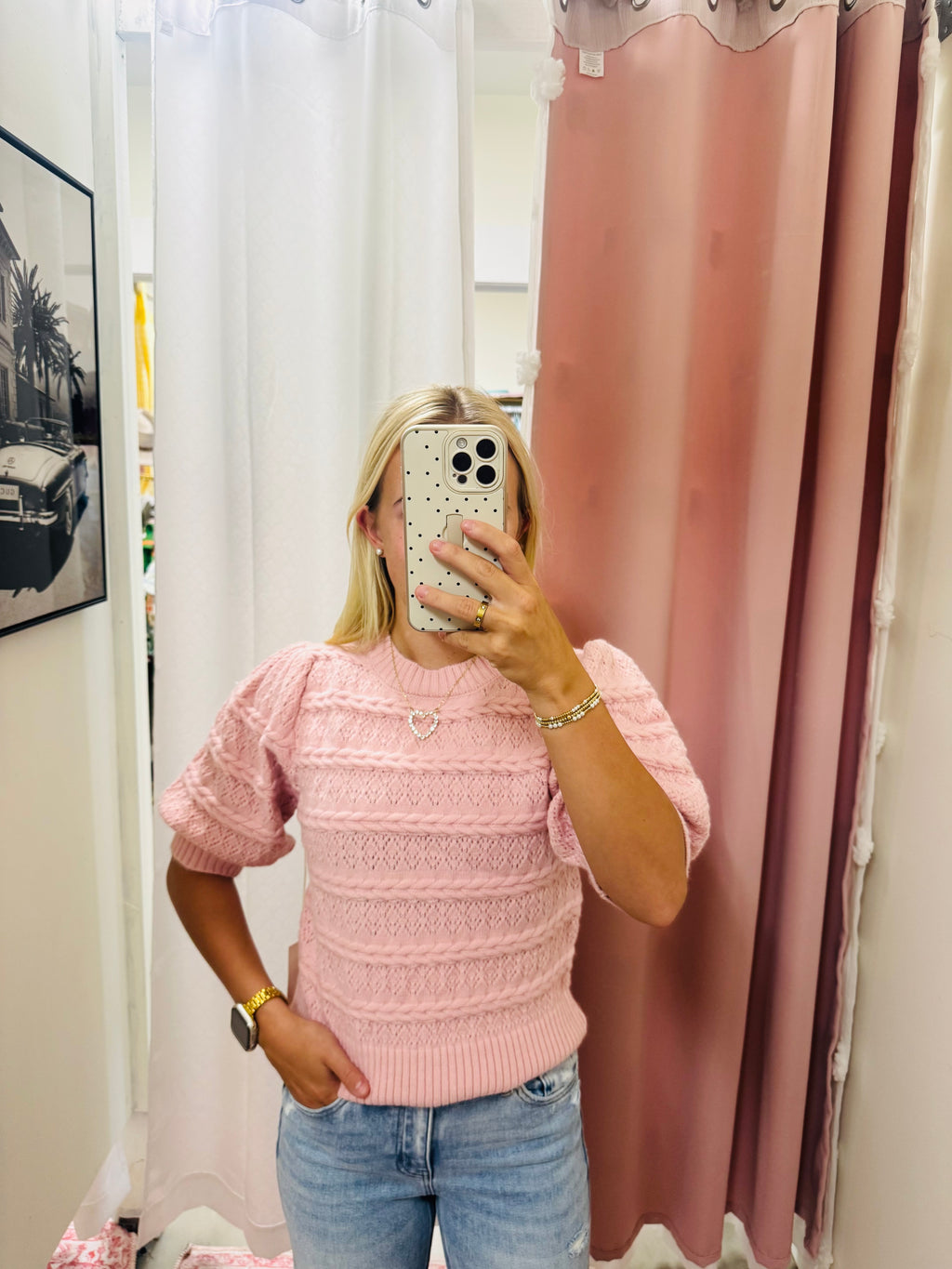 Bubble Gum Cable Knit Sweater
