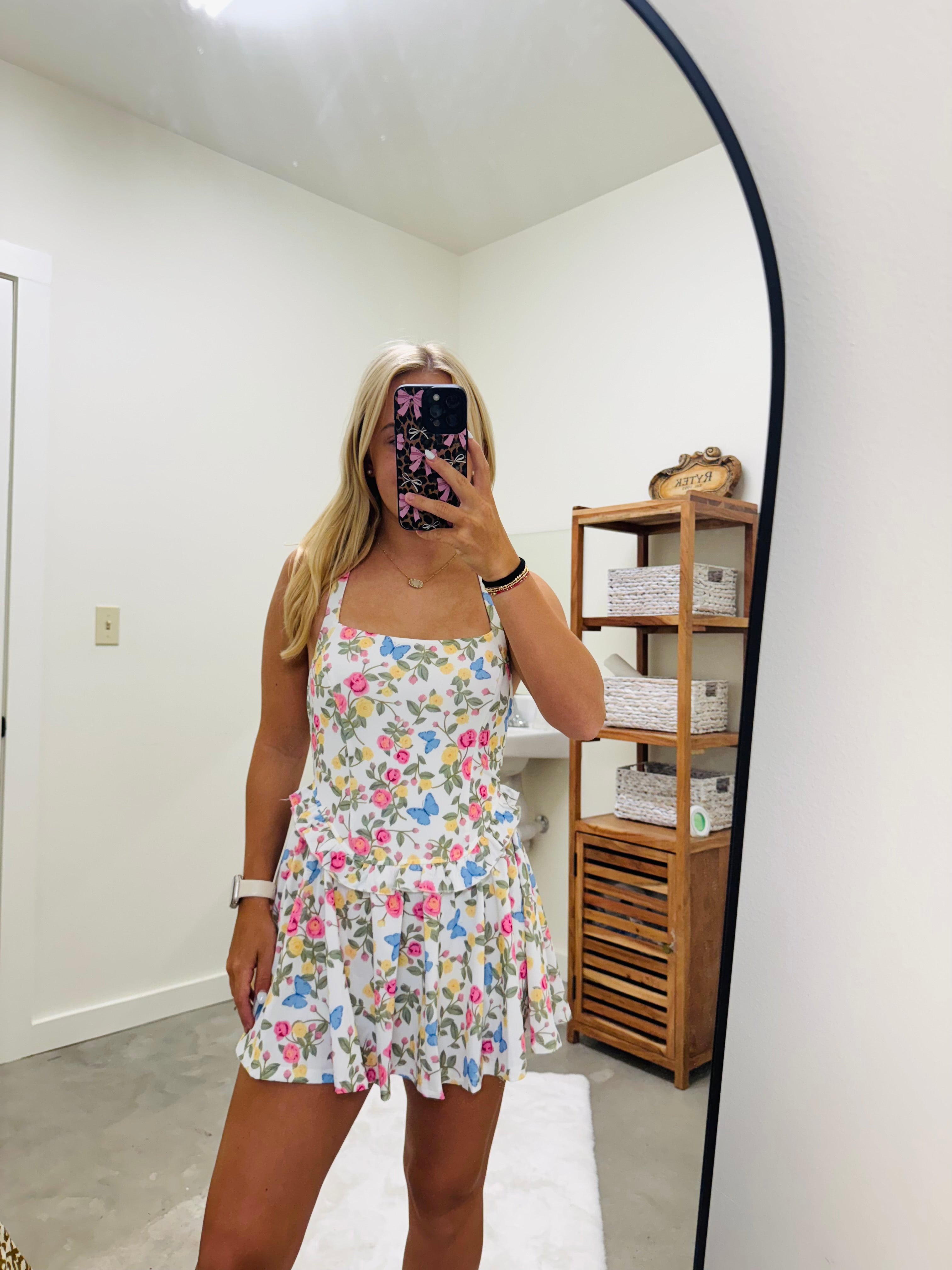 Butterfly and Floral Athletic Dress