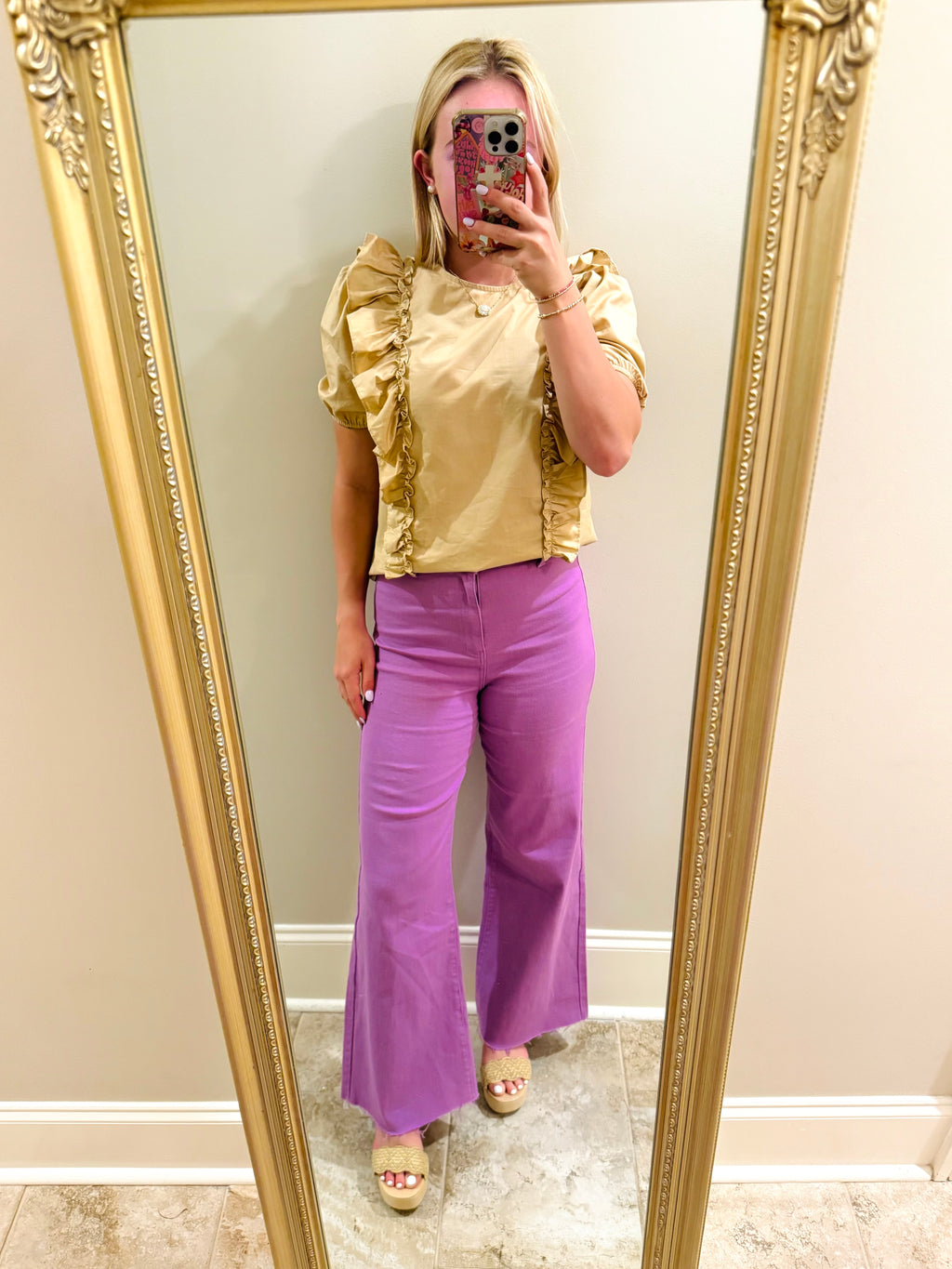 Lavender Wide Leg Cropped Jeans