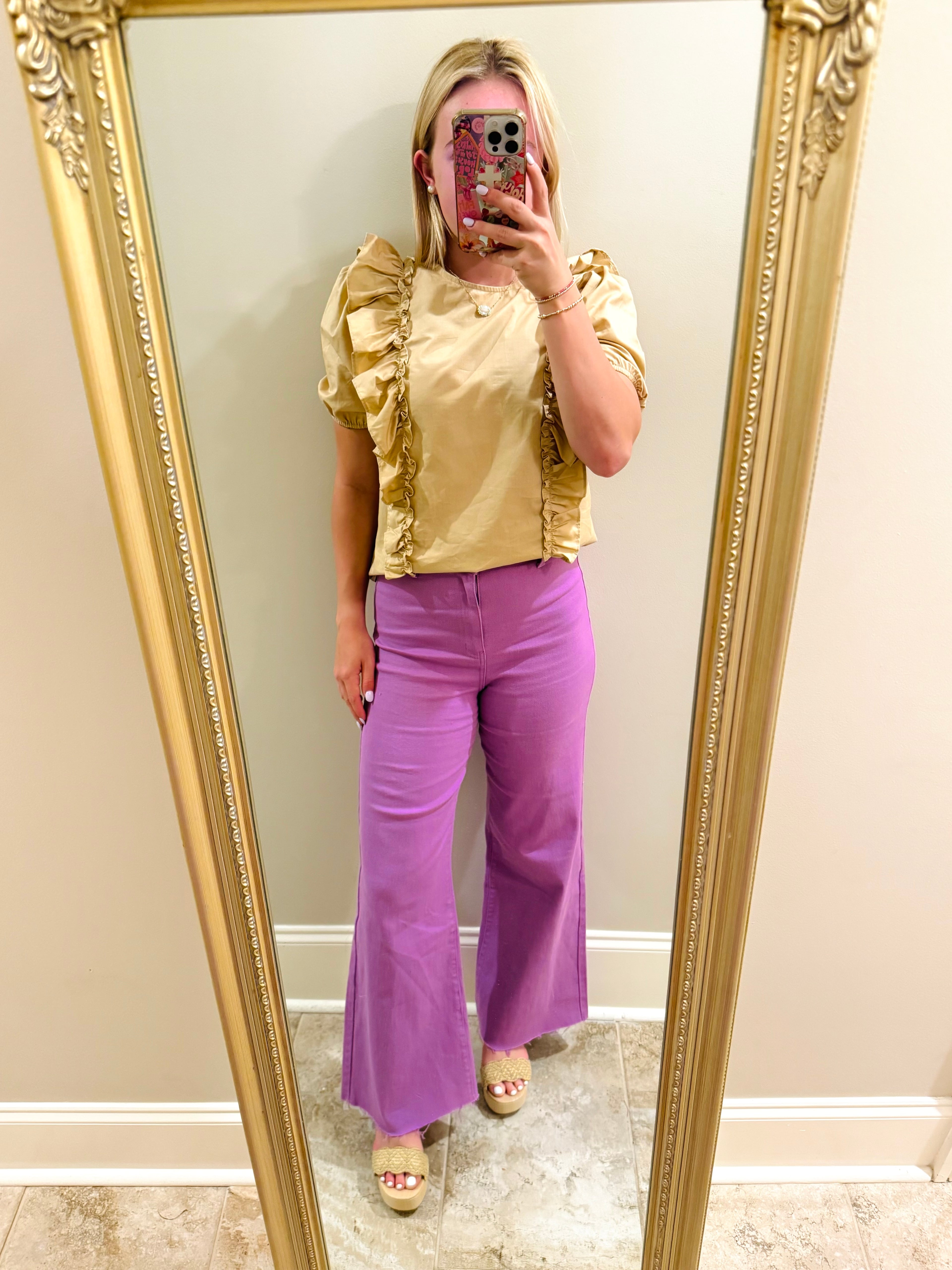 Lavender Wide Leg Cropped Jeans