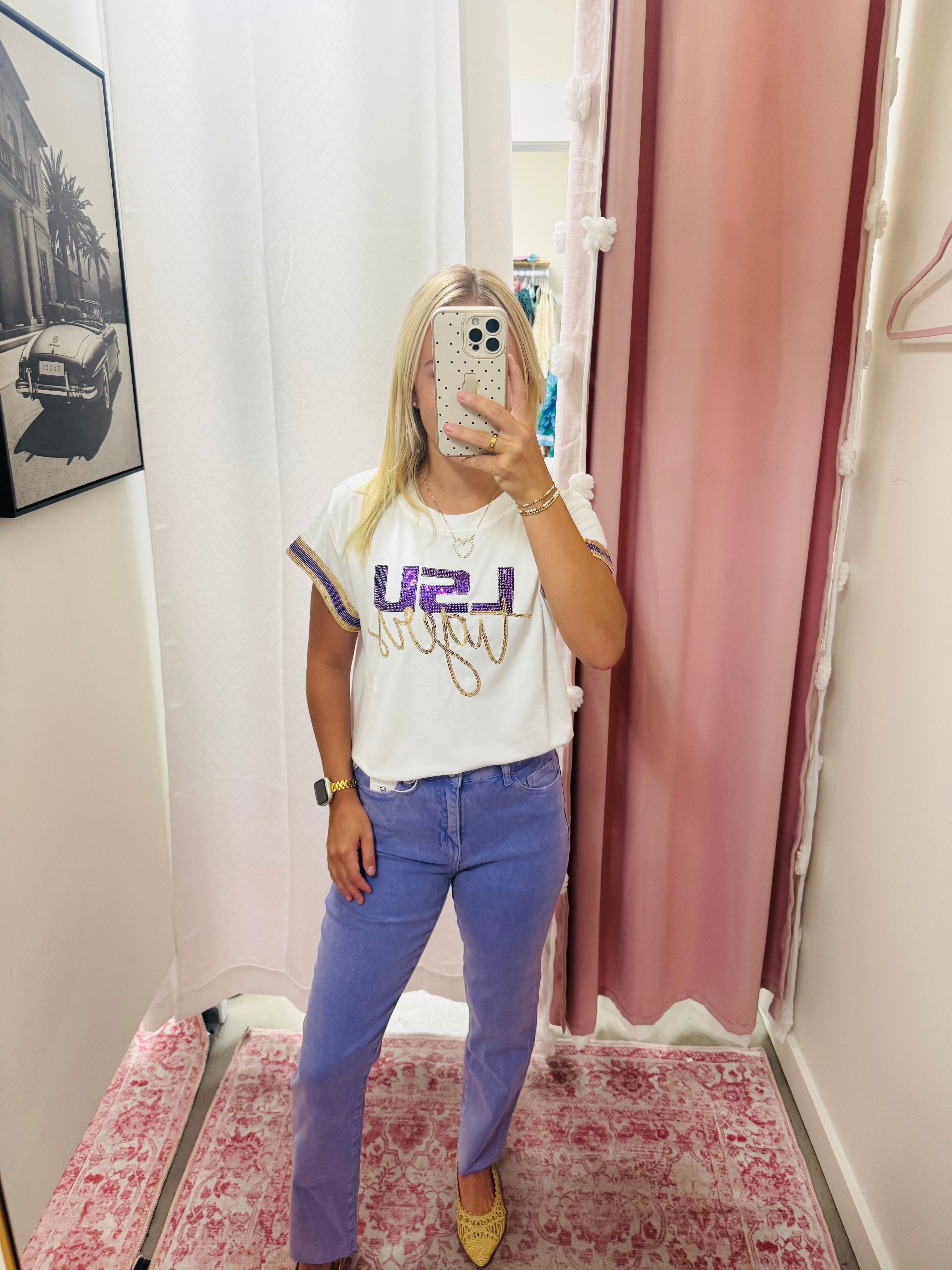 White LSU Tiger Top
