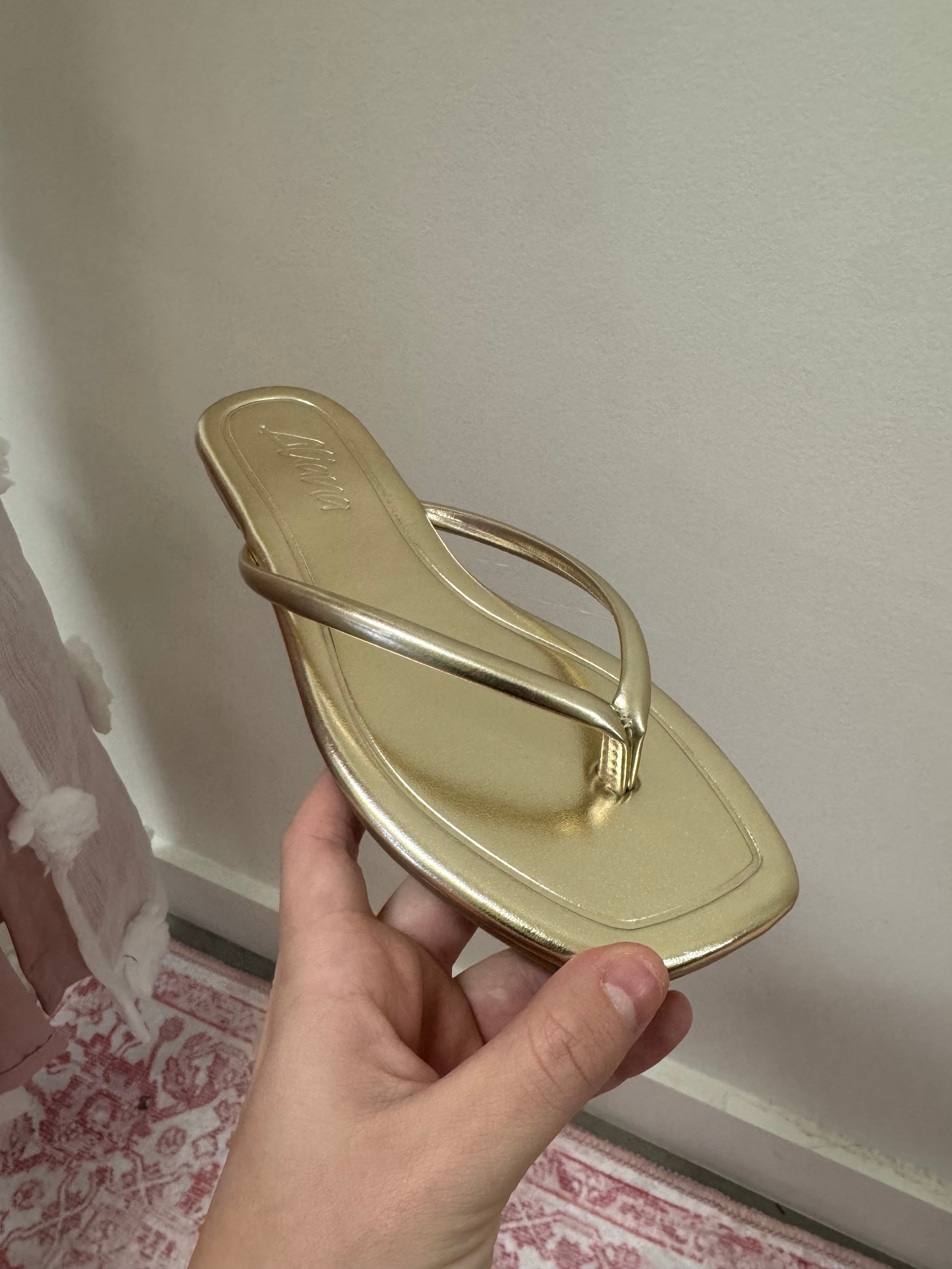 Gold Square Toe Slip On