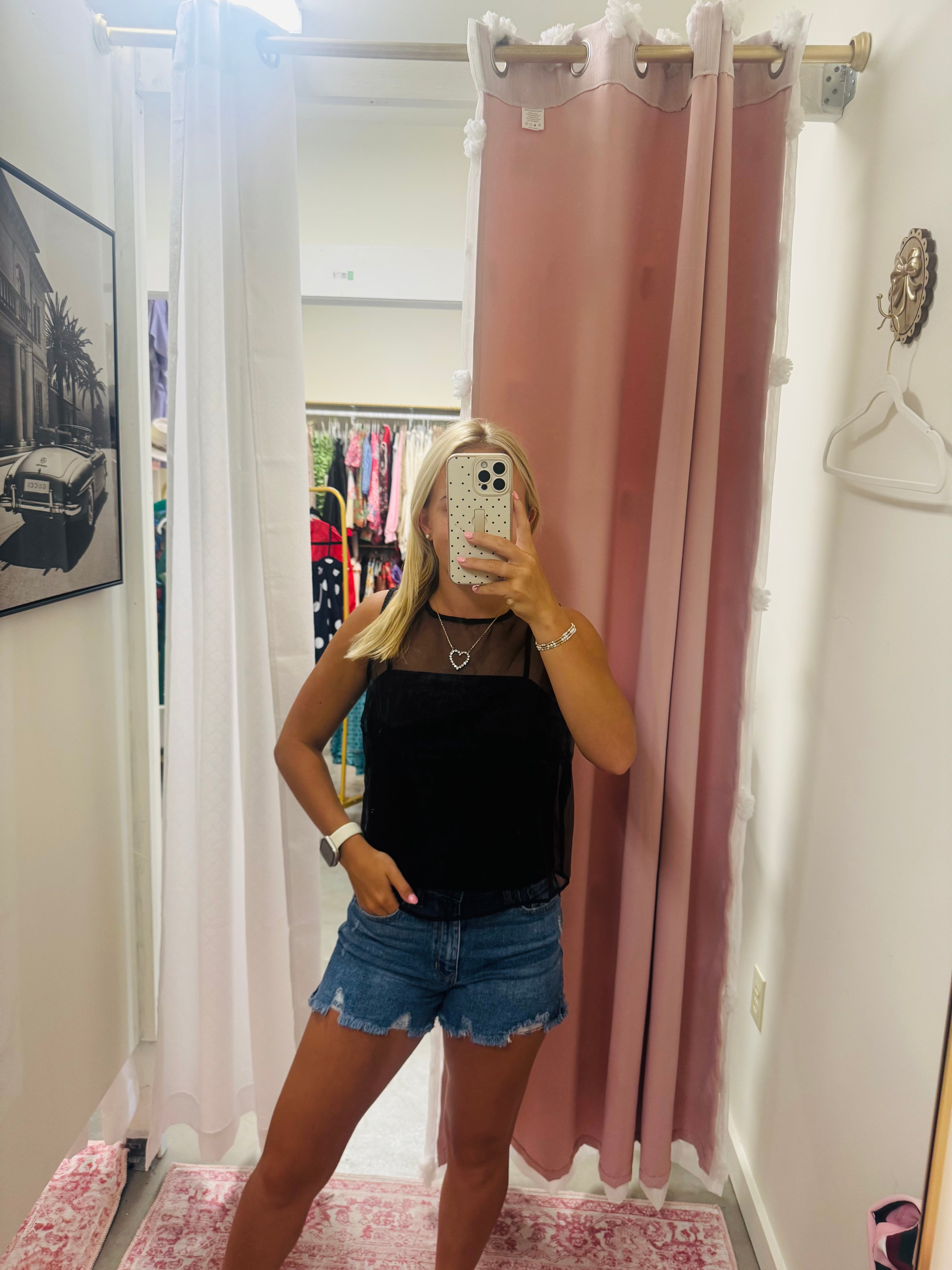 Black Mesh Shirt with Cami