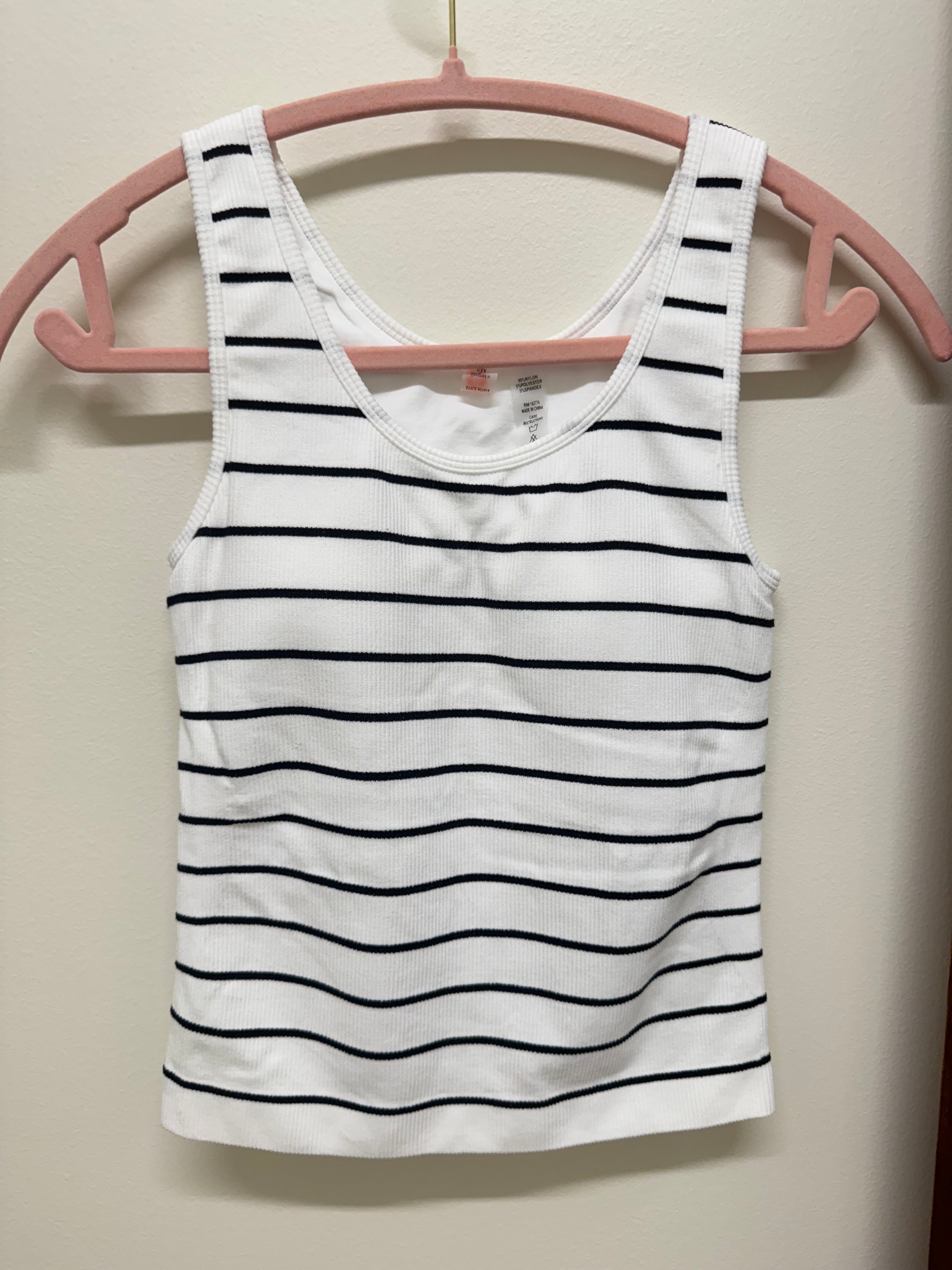 Black Striped Tank w Built in Bra