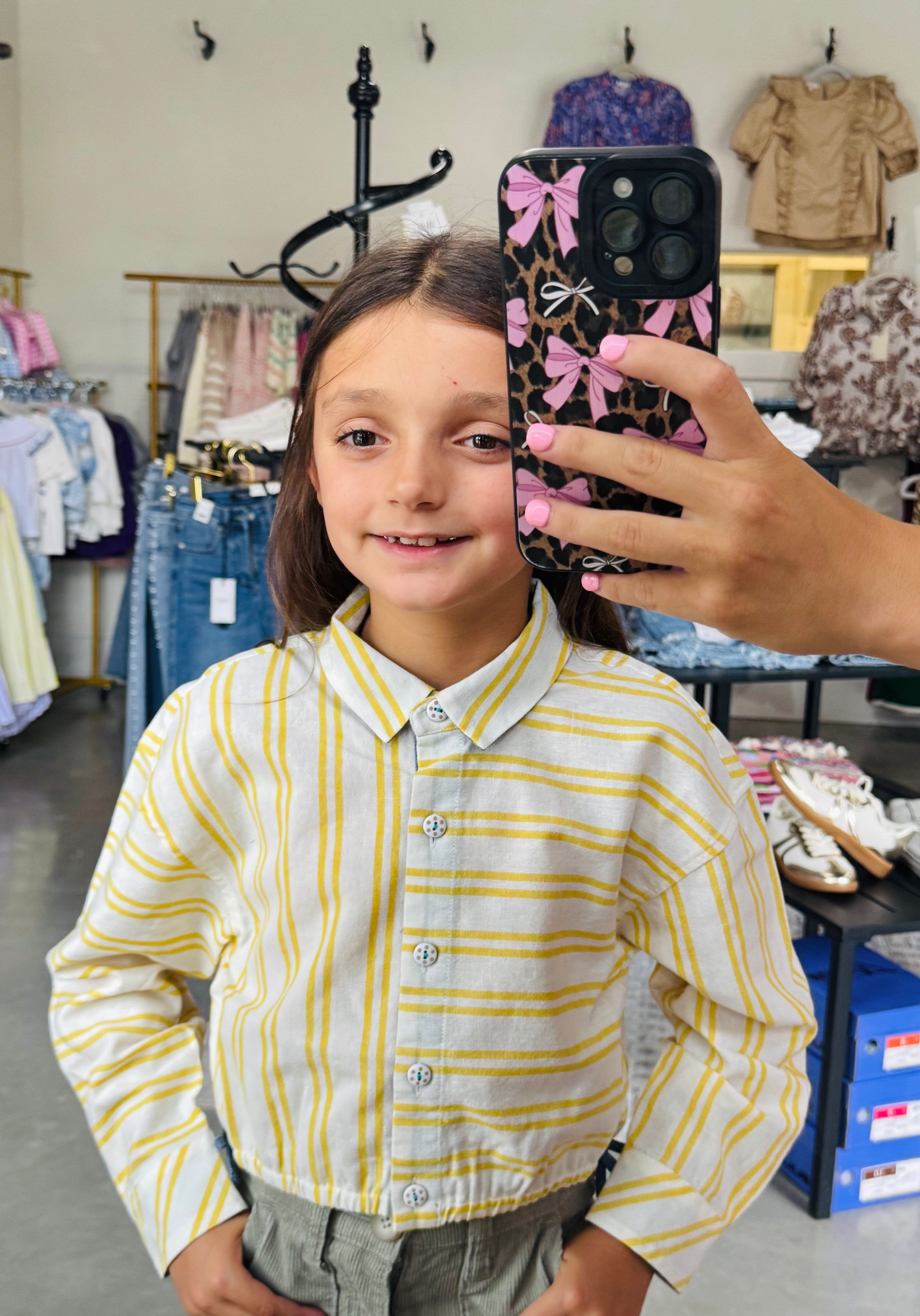 Kids Sunny Striped Button Down Top