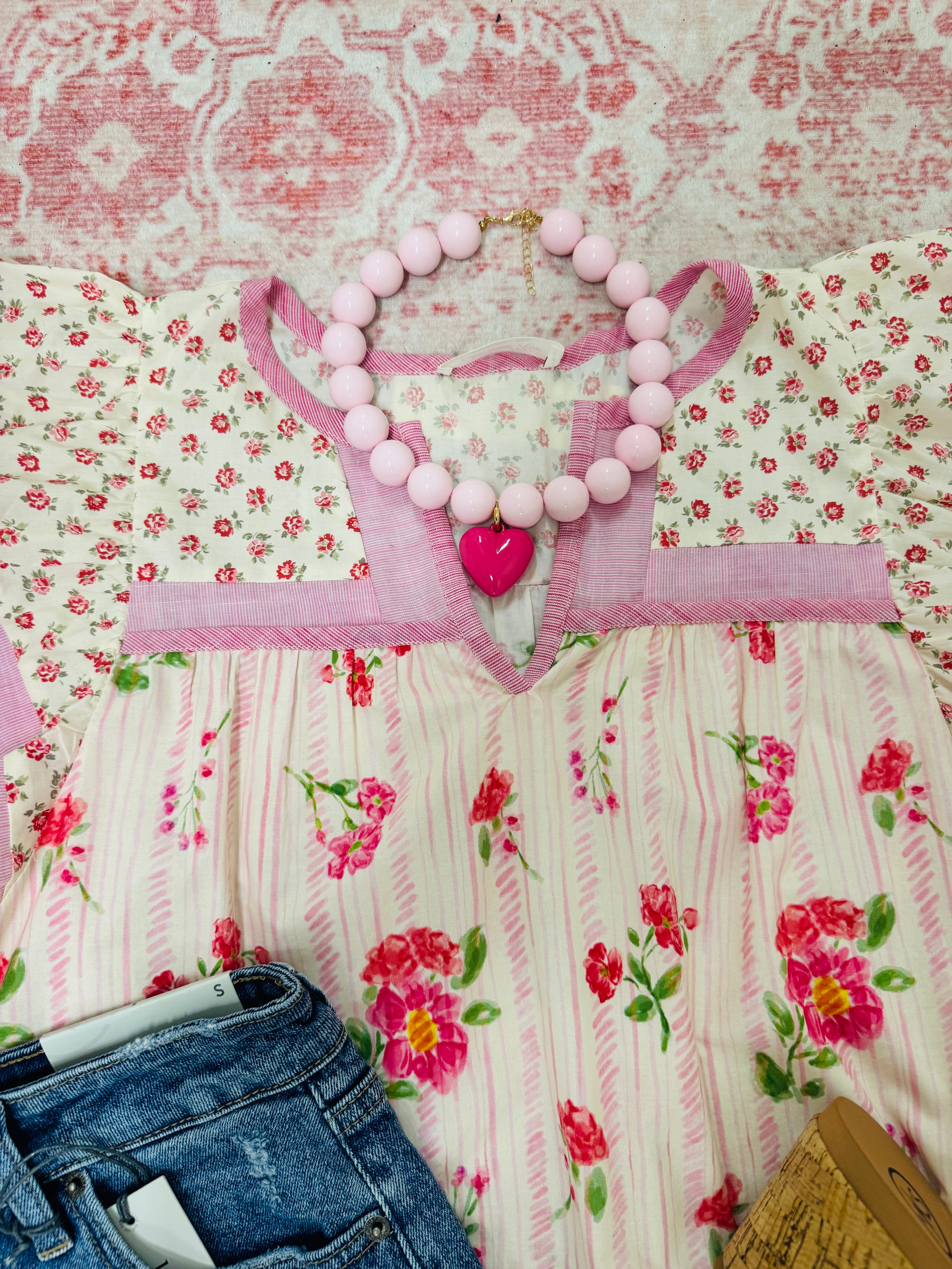Light Pink Chunky Heart Necklace