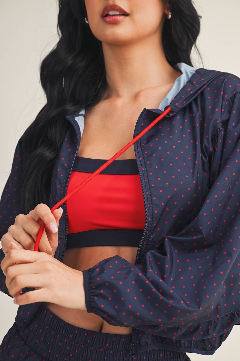 Navy Lightweight Polka Dot Print Jacket