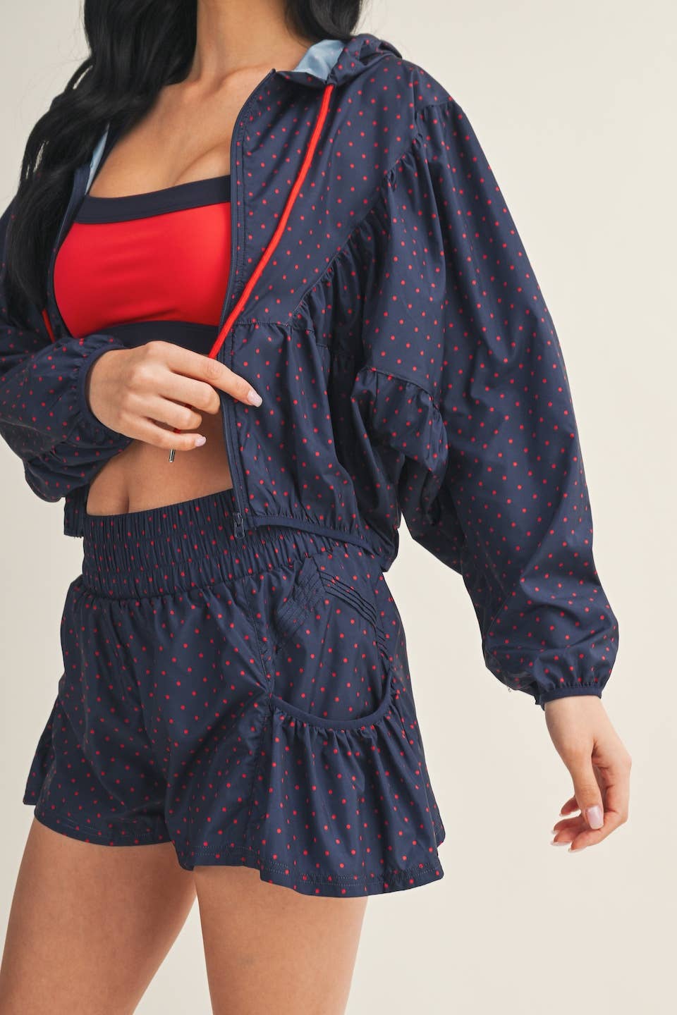 Navy Lightweight Polka Dot Print Jacket