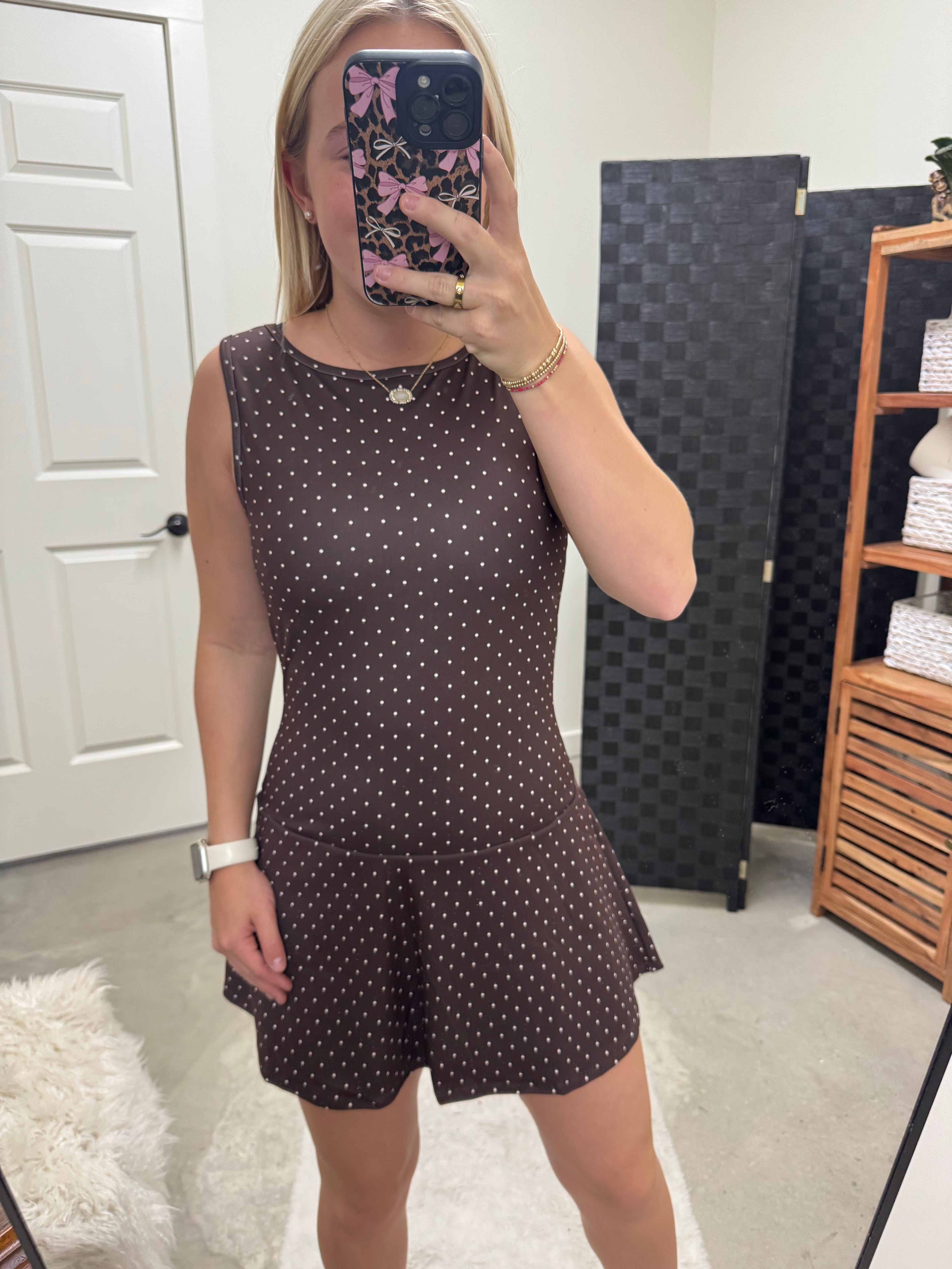 Brown Polka Dot Athletic Dress