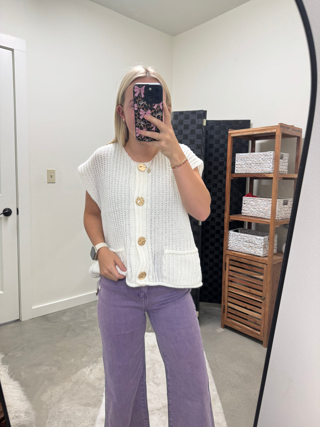 Oversize Ivory Knit Vest