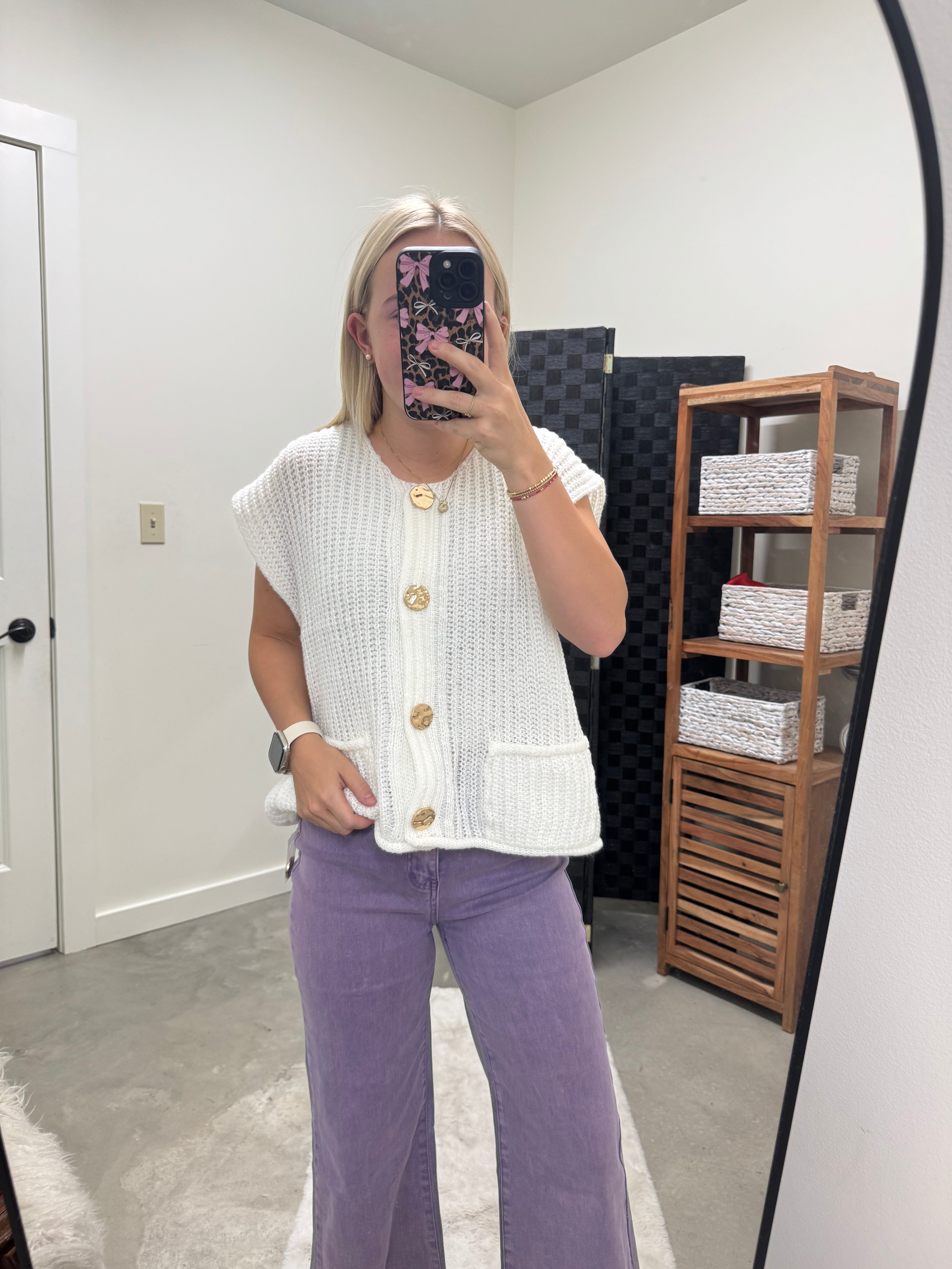 Oversize Ivory Knit Vest