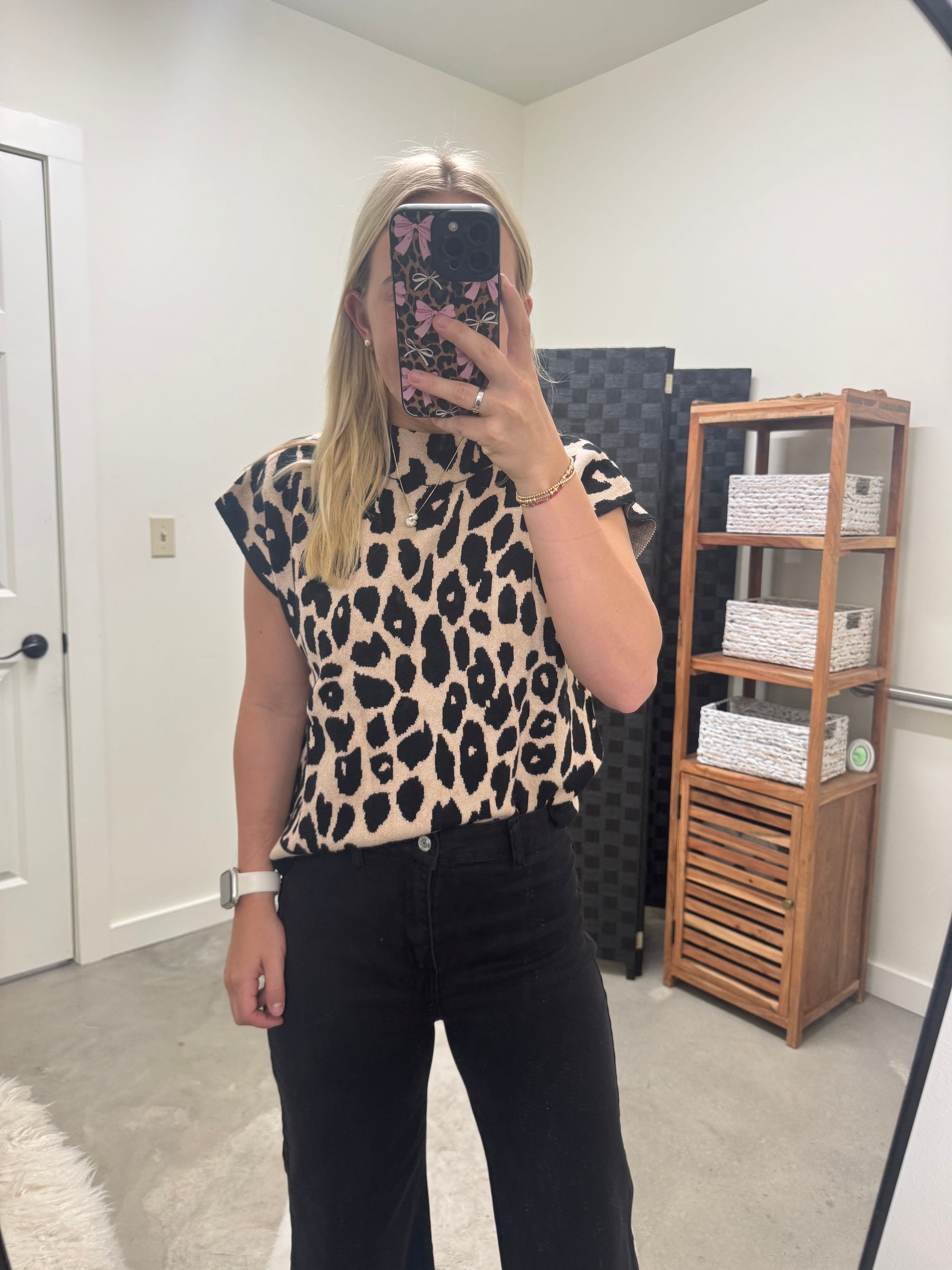Black Cheetah Sweater Top
