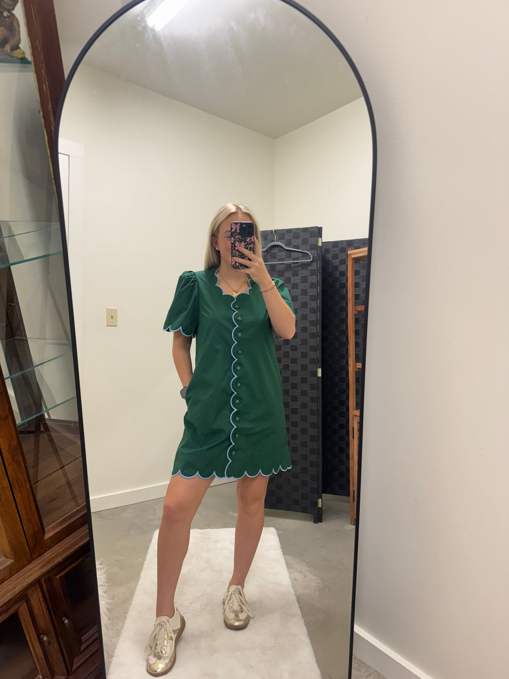 Scalloped Green Dress