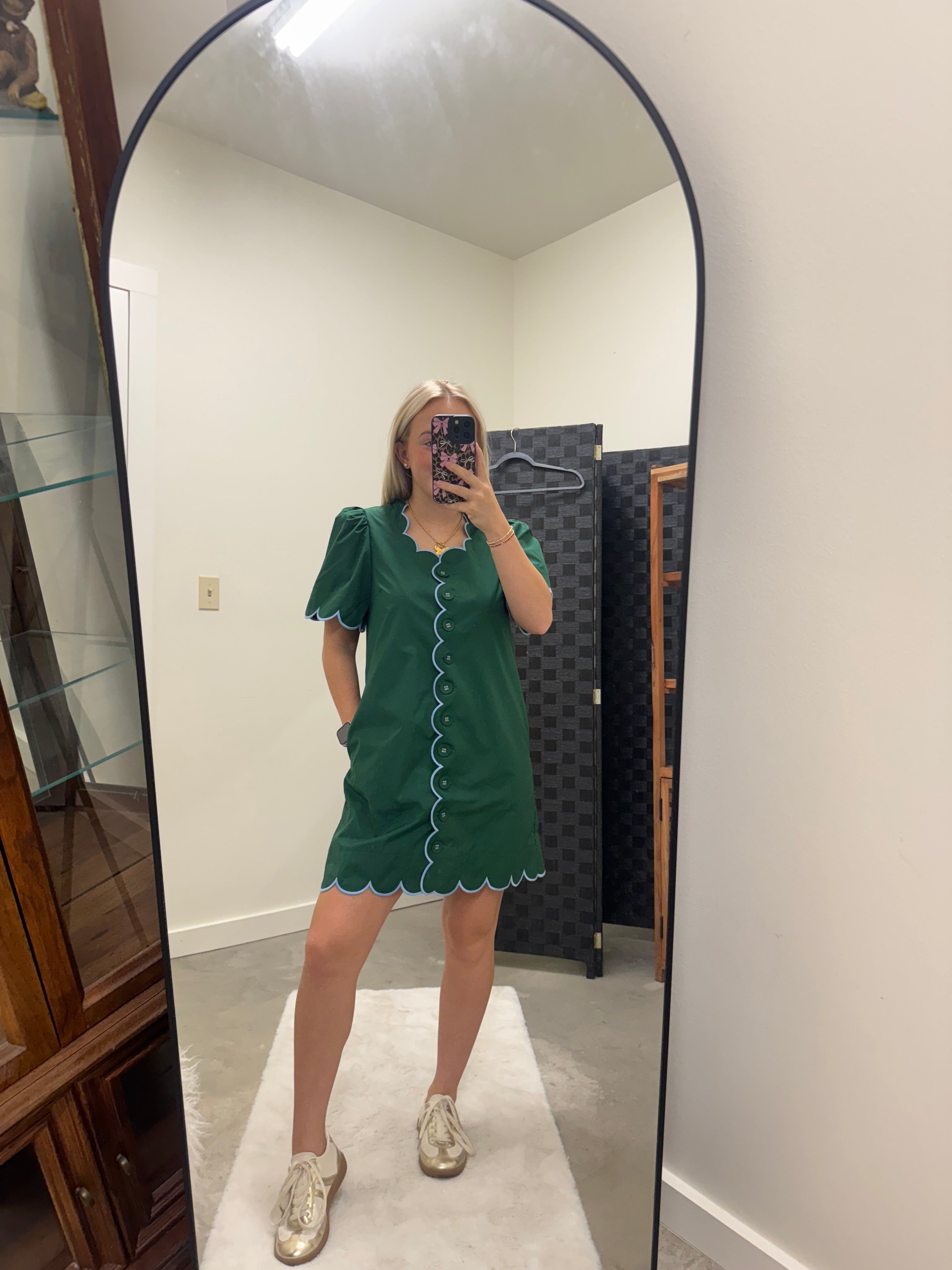 Scalloped Green Dress