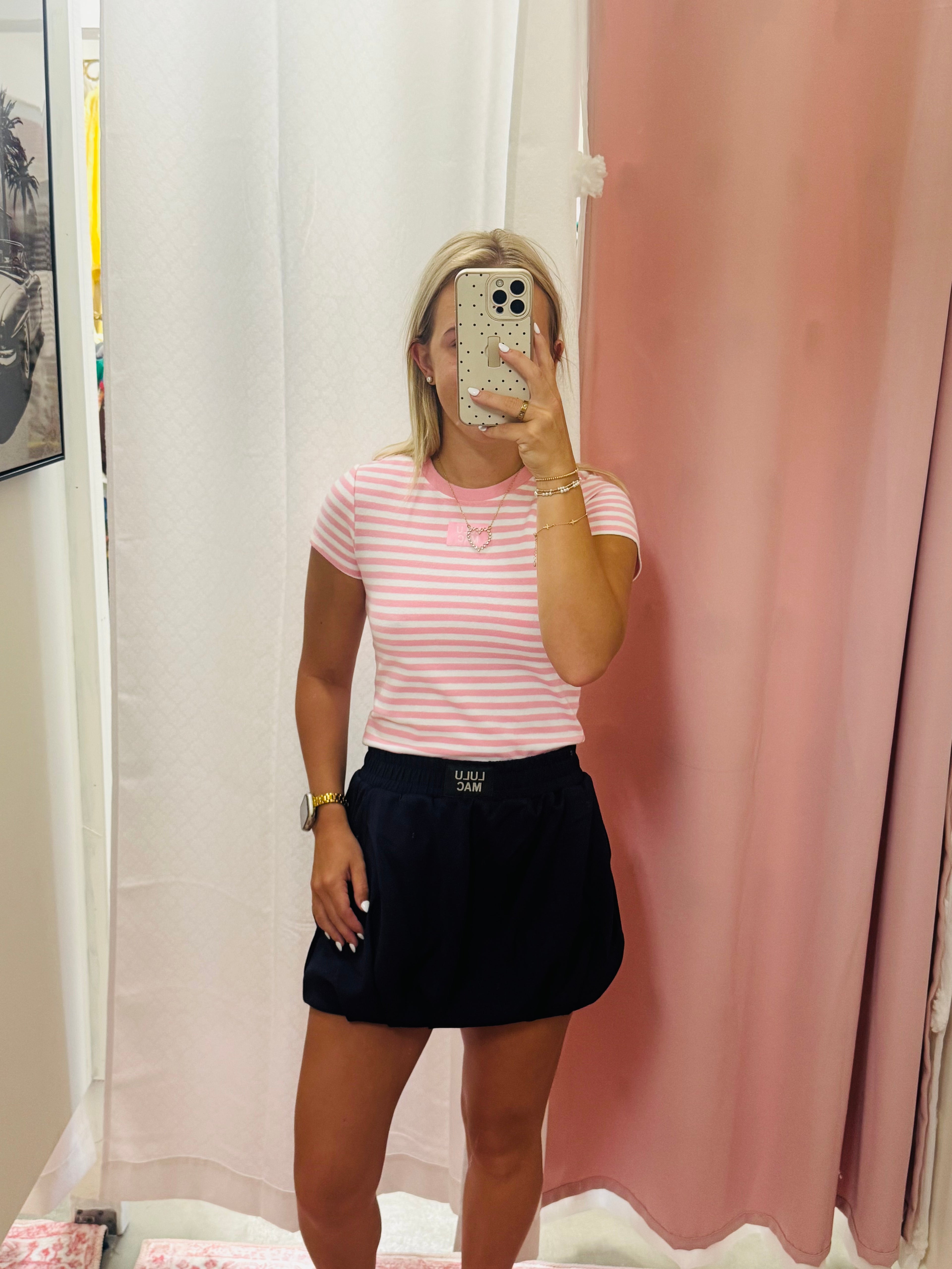 Navy Luulu Mac Bubble Skirt