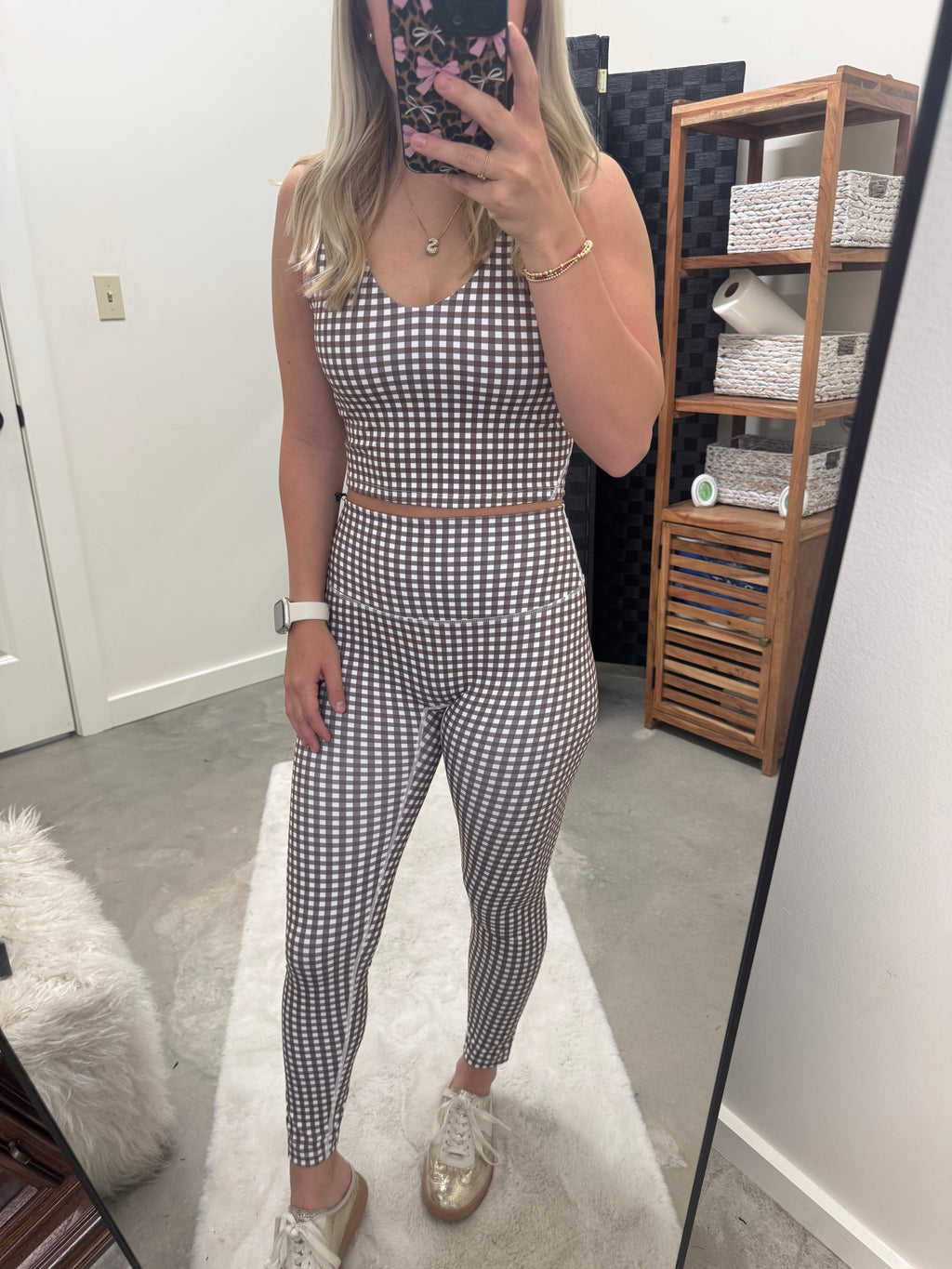 Brown Gingham Leggings