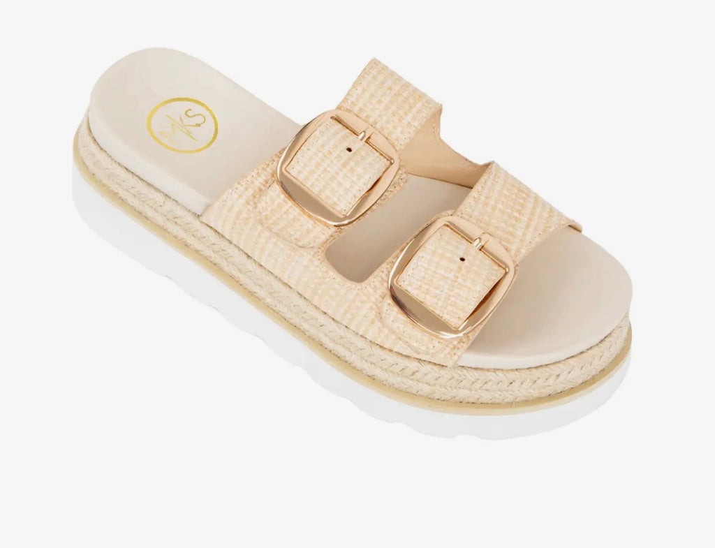 Nude Raffia Platform Sandal