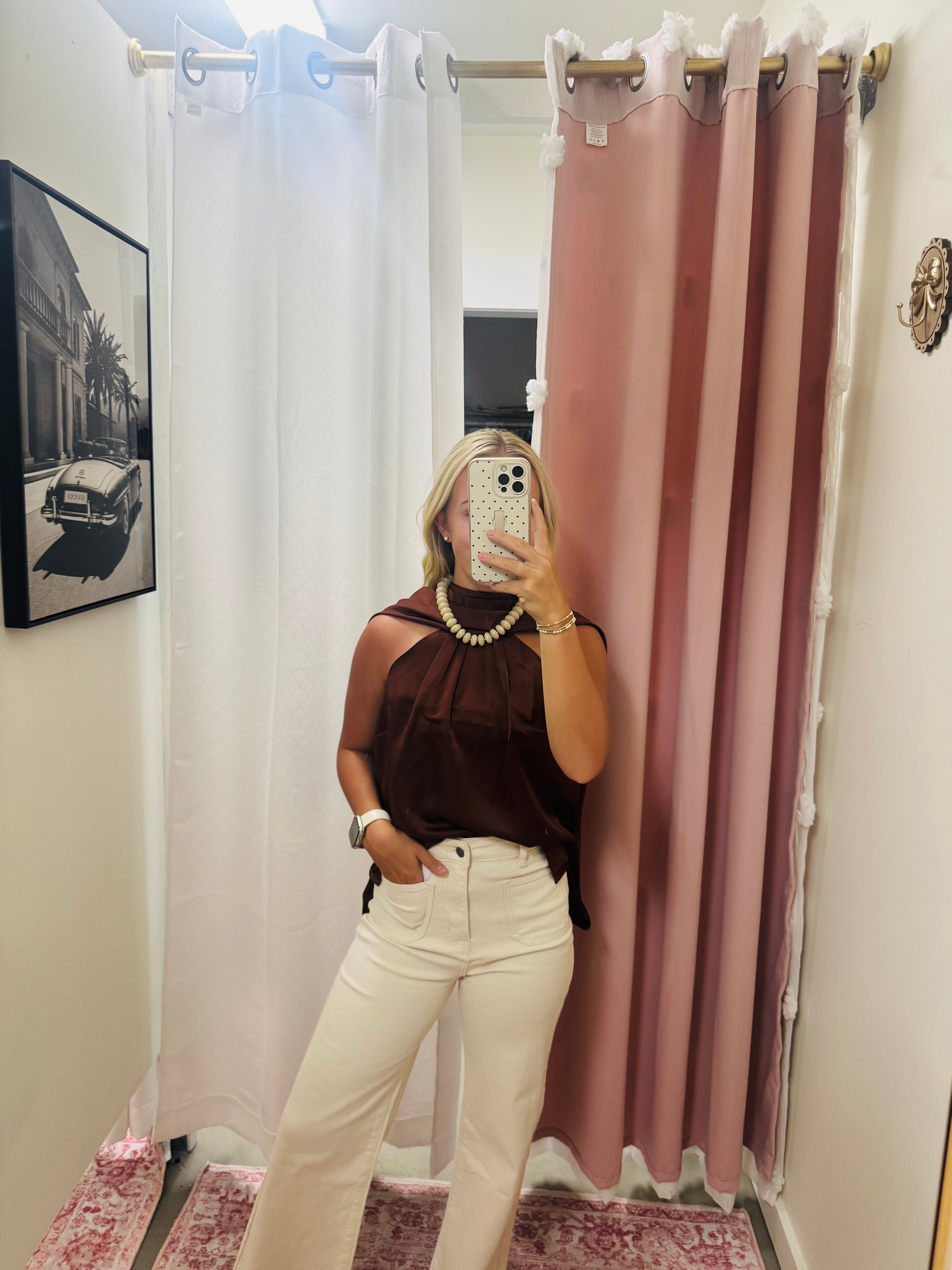 Chocolate Satin Drape Blouse