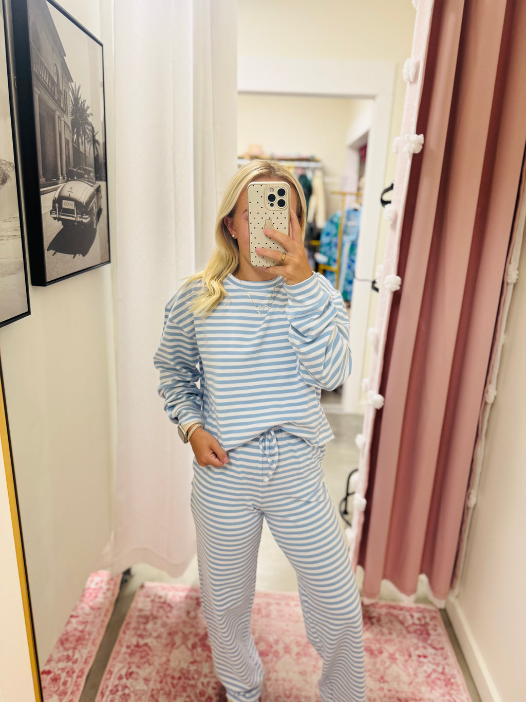 Blue Long Sleeve Stripe Top