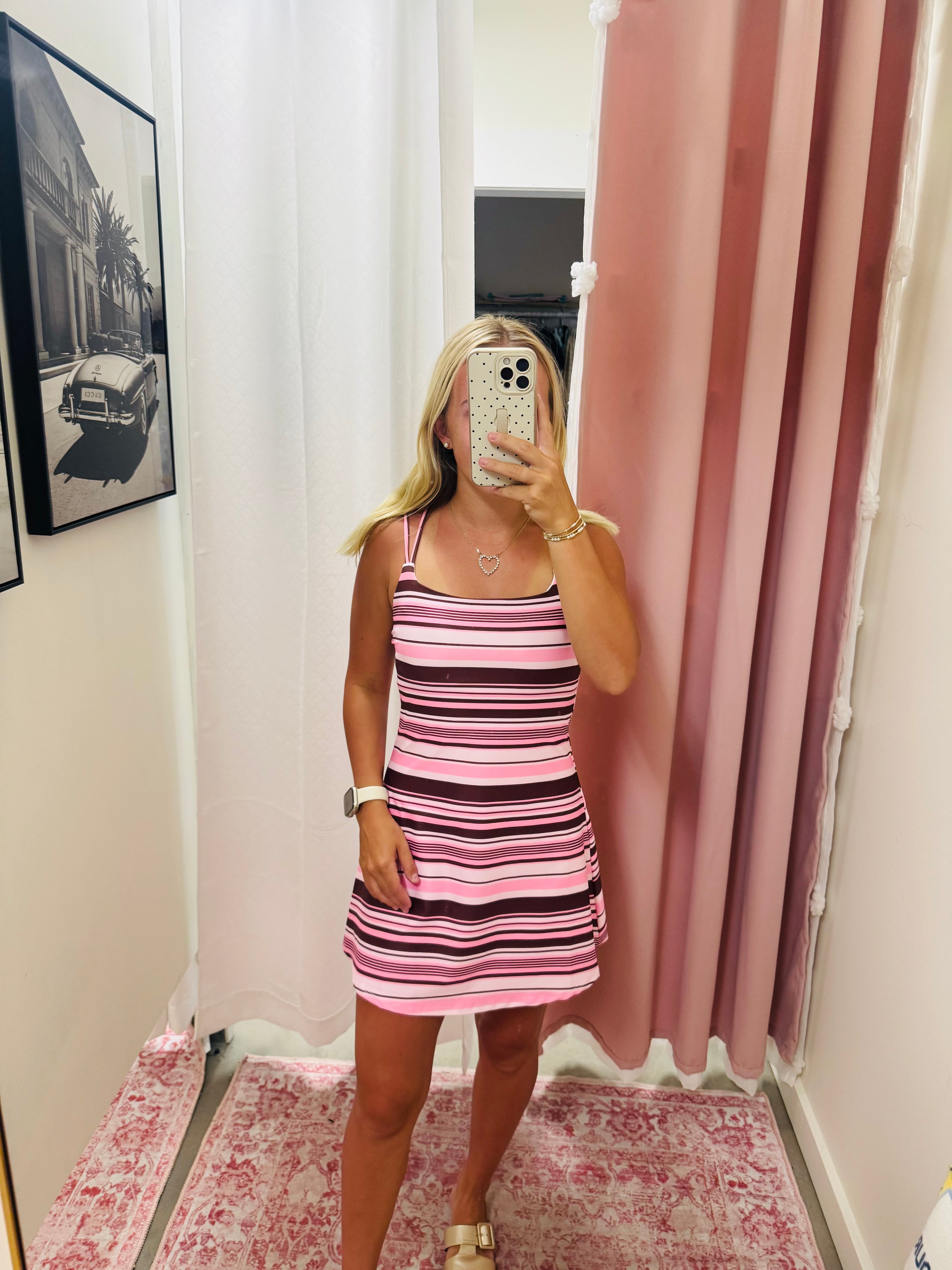 Brown and Pink Stripe Athletic Dress