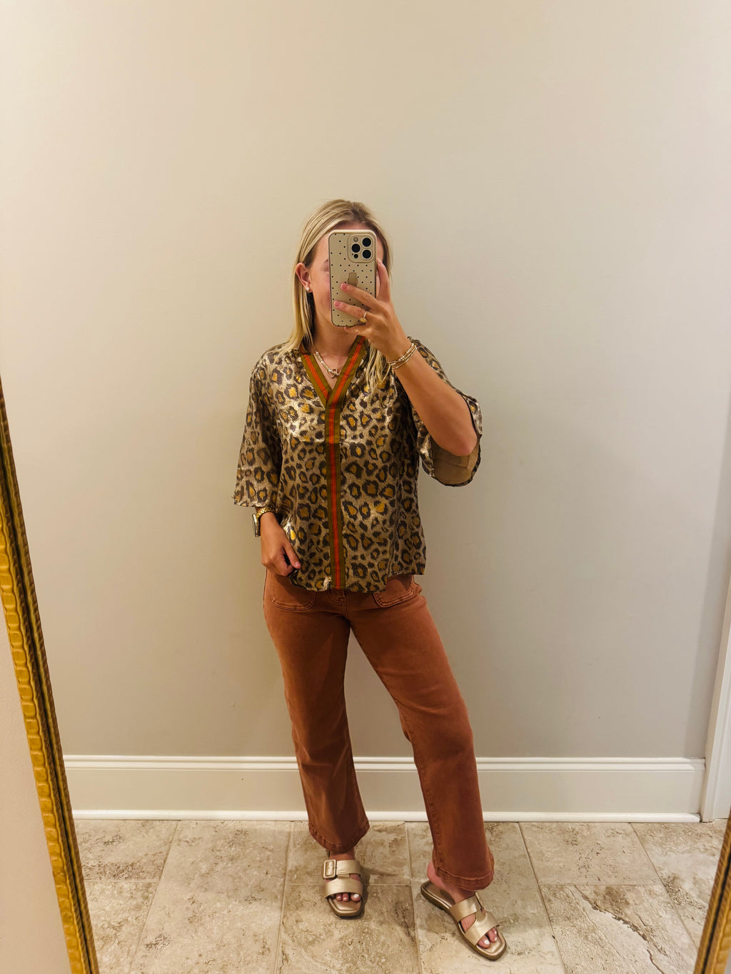 Silk Metallic Leopard Top