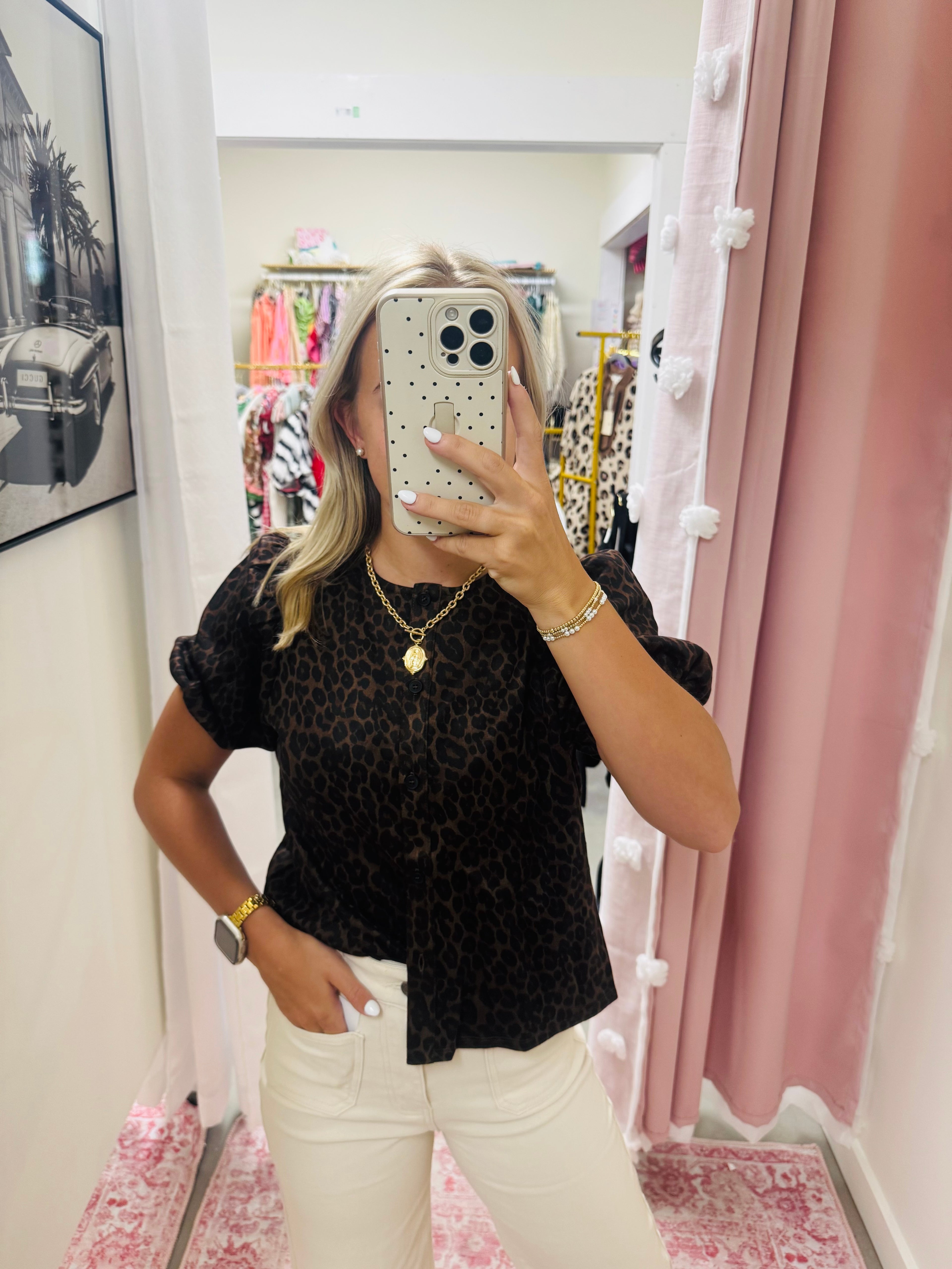 Brown Leopard Suede Top